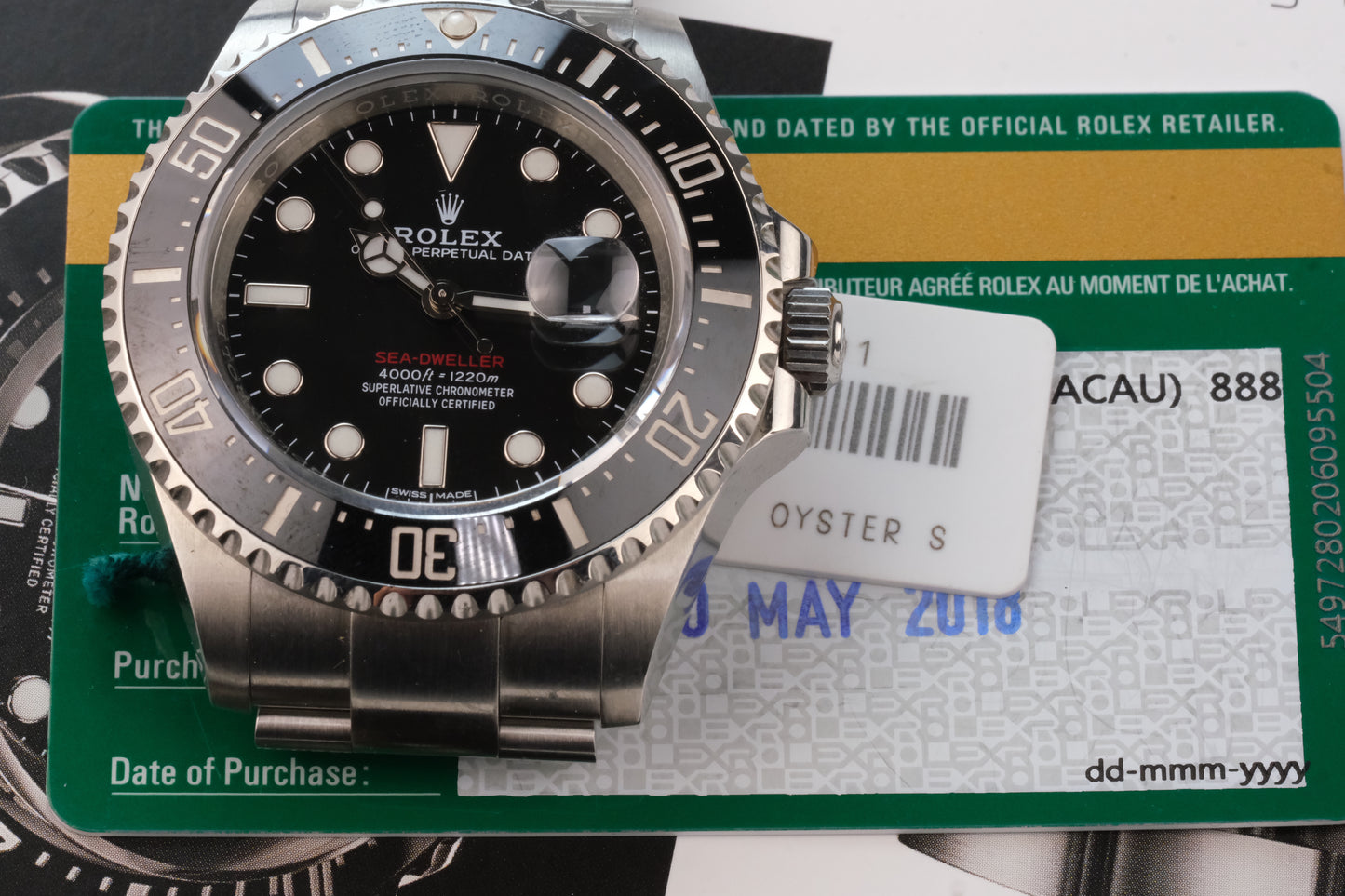 2018 Rolex Sea-Dweller 126600 with warranty card