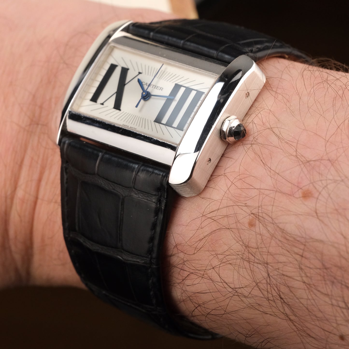 Rare 2003 Cartier Large Divan Automatic, 18k White Gold, special edition dial