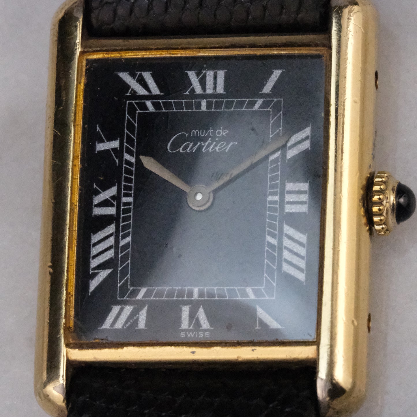 Circa 1970's Cartier Tuxedo Dial Tank Must