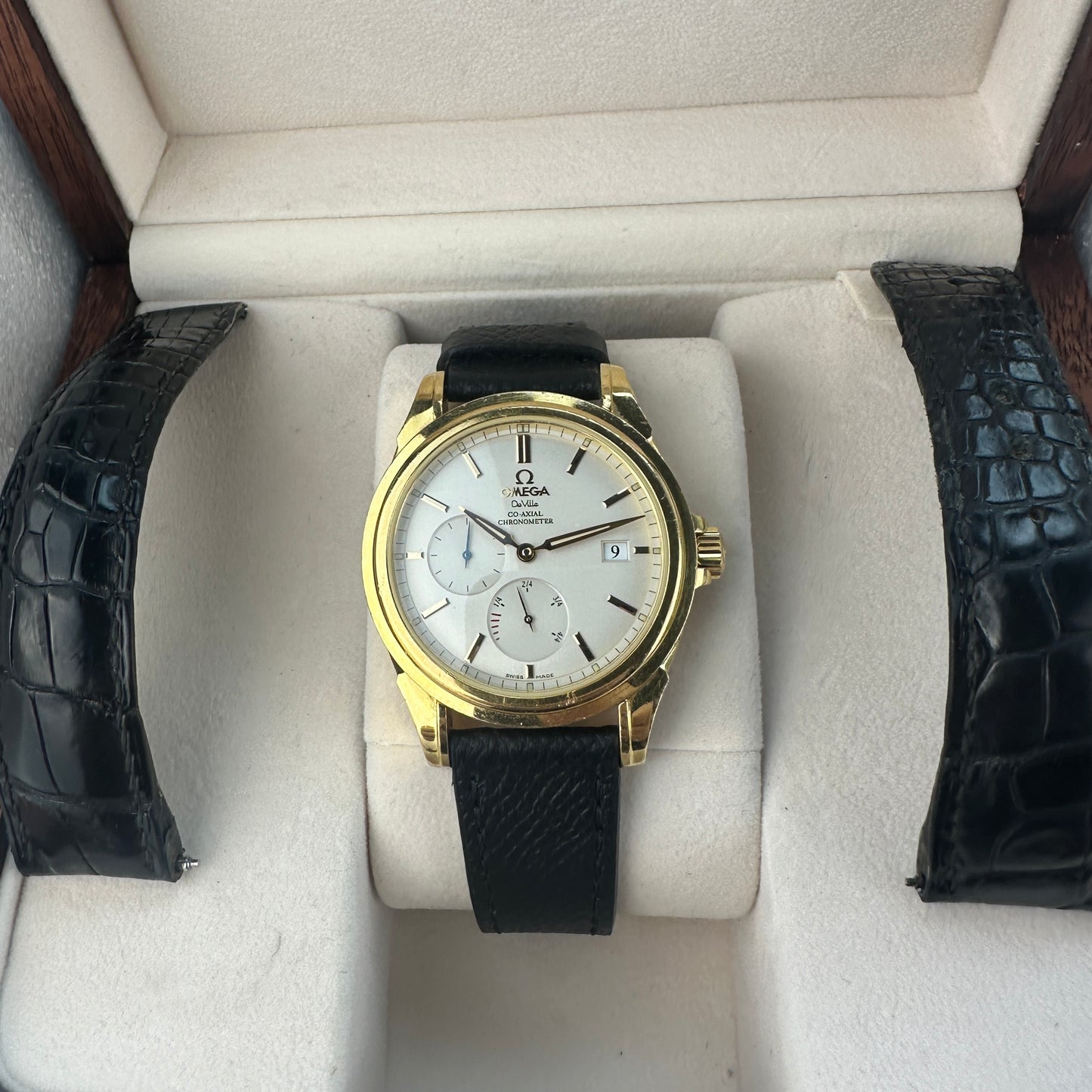 2010 Omega Deville Coaxial Power Reserve, Yellow Gold, 4632.31.31. Full set.