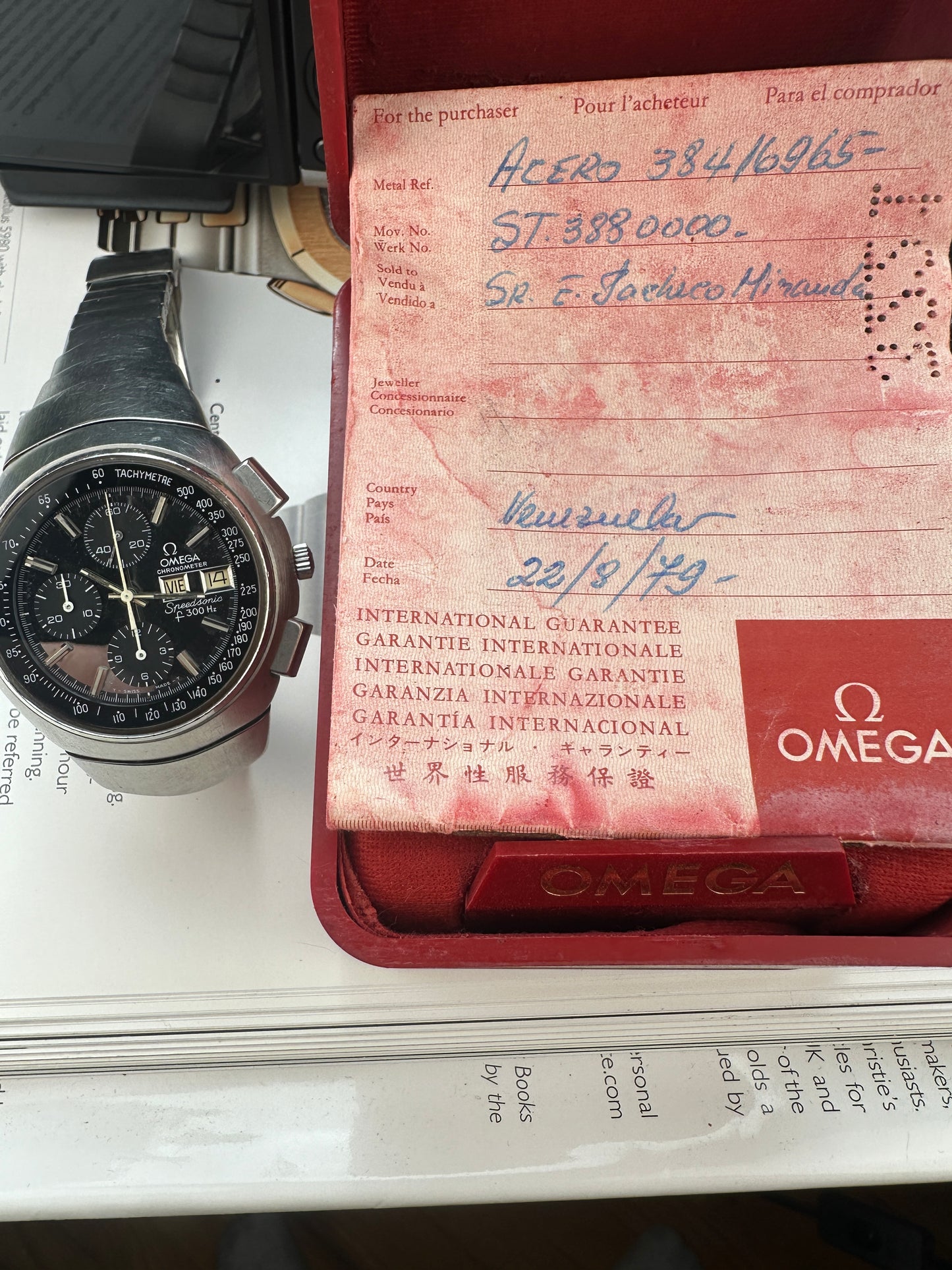 1979 Omega 188.0001 Speedsonic Lobster Chronograph, box and papers