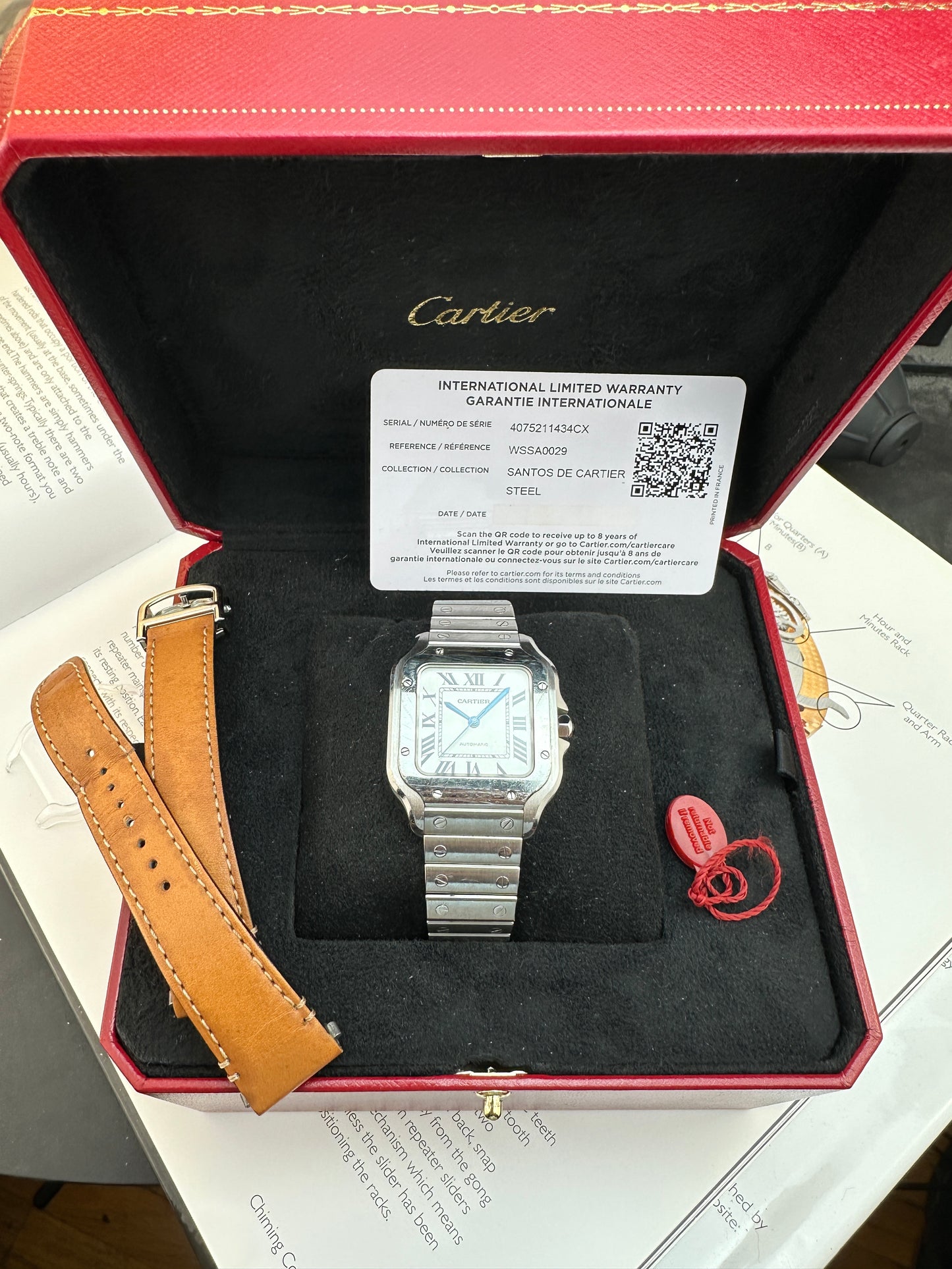 Santos de Cartier WSSA0029, full kit, open date