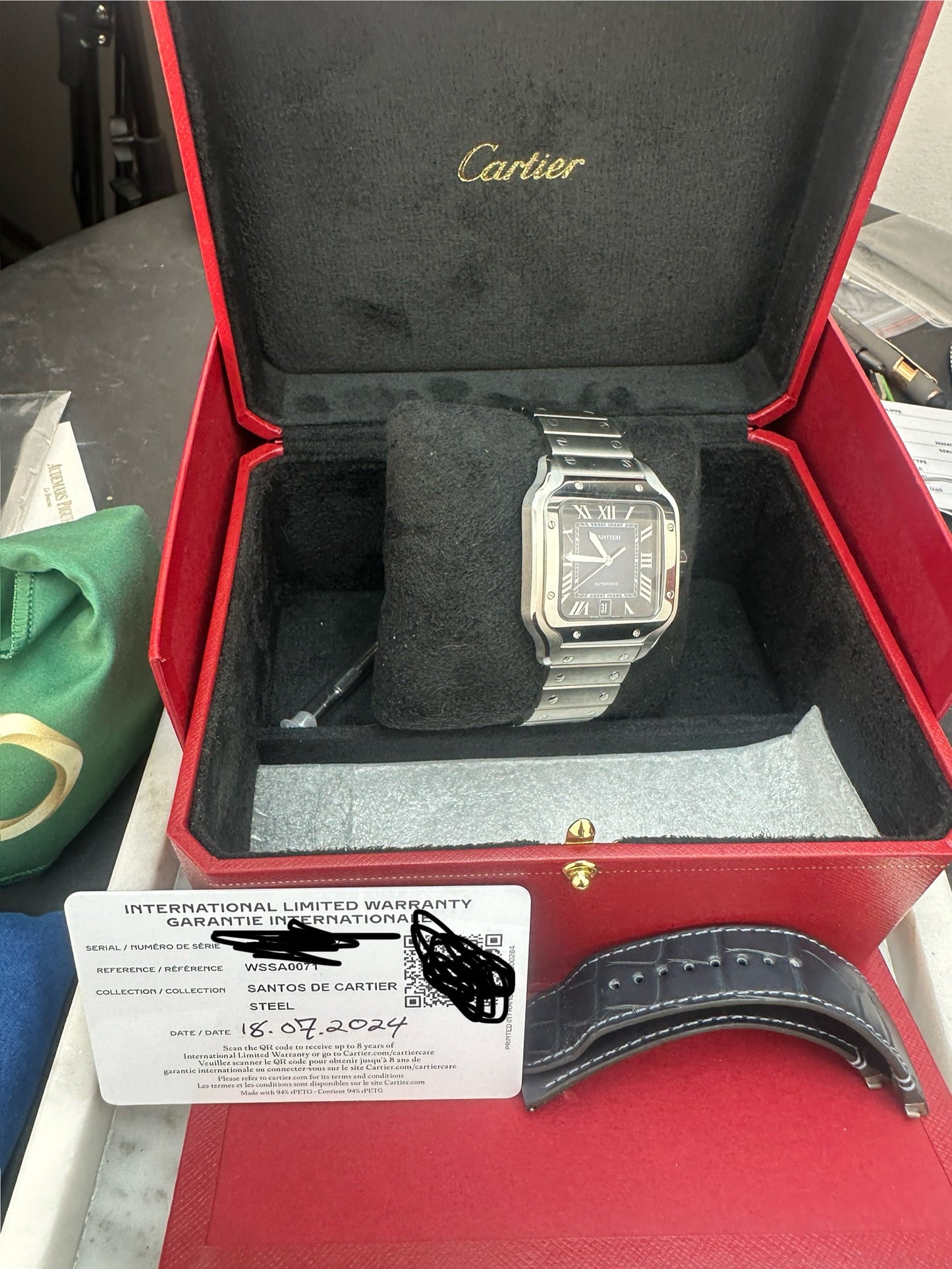 2024 Cartier Santos de Cartier Large Blue Dial WSSA0071, full kit