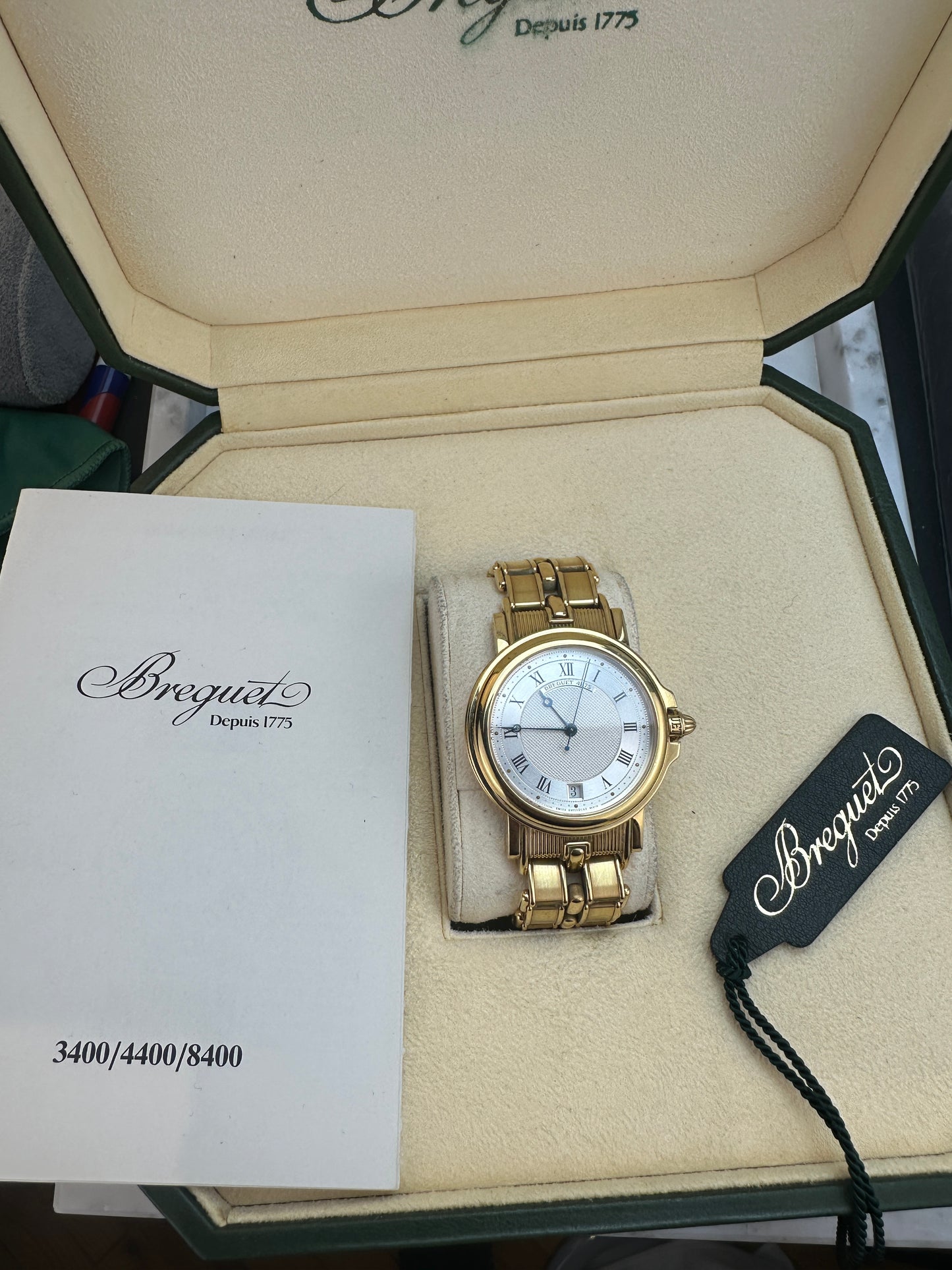 2000's Breguet Marine 3400BA with box, book, and tag