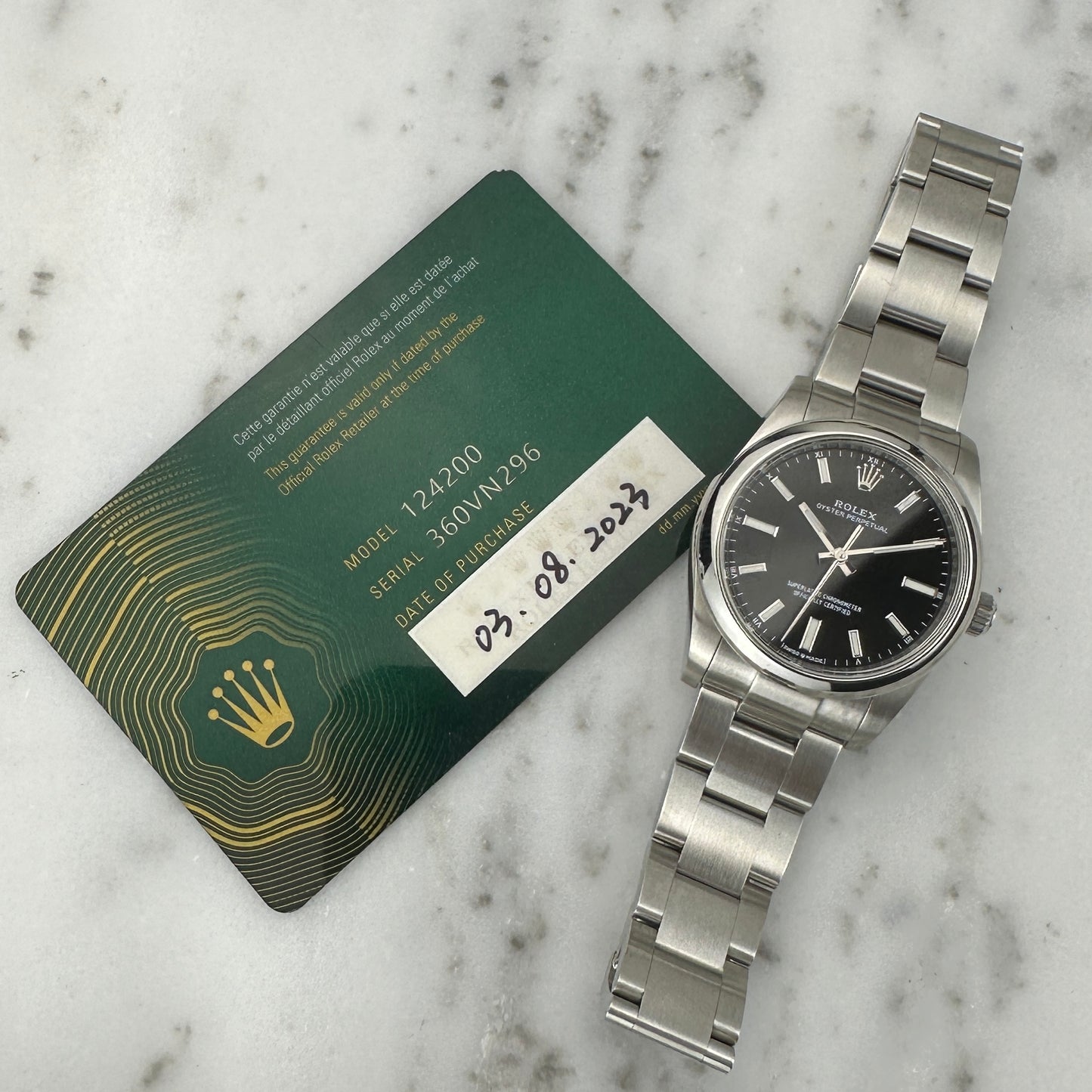 2023 Rolex Oyster Perpetual 34 Black Dial | 124200 | Card