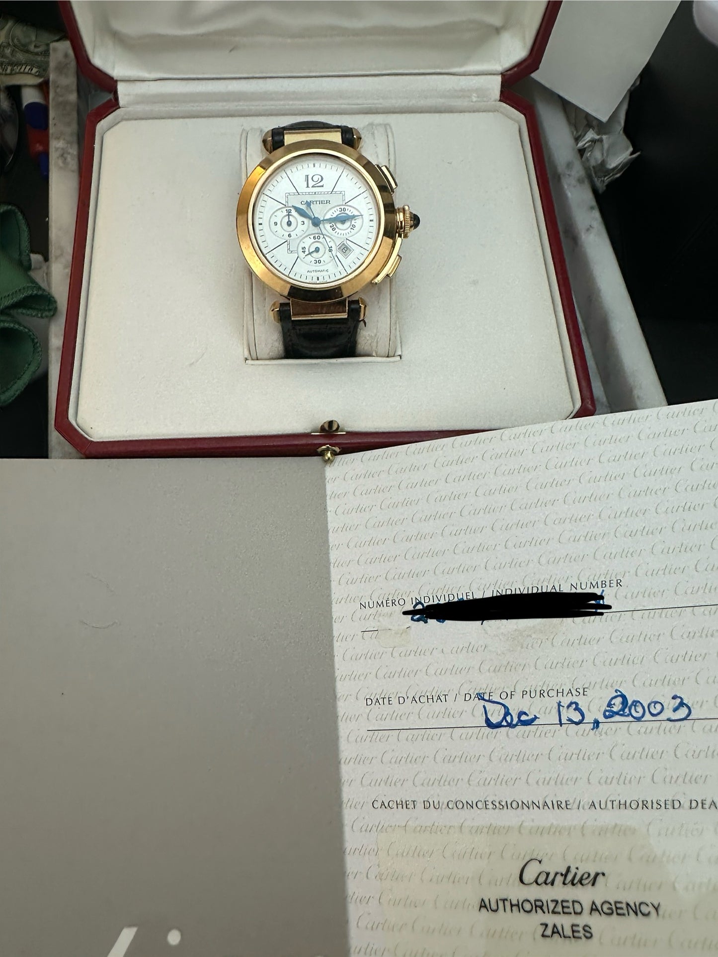 2003 Cartier Pasha Chronograph W3019951, Full Set
