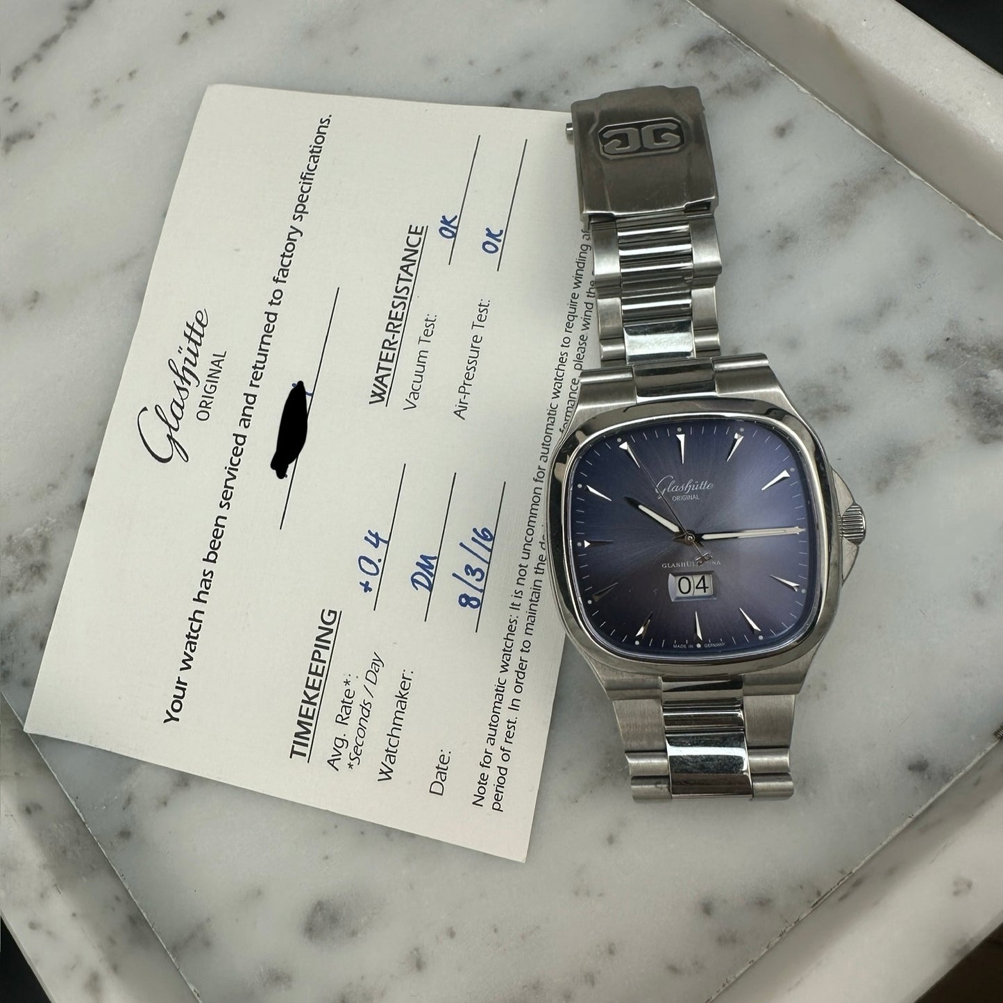 Glashütte Original Seventies Panorama 39-47-13-12-14 with 2016 Service Papers