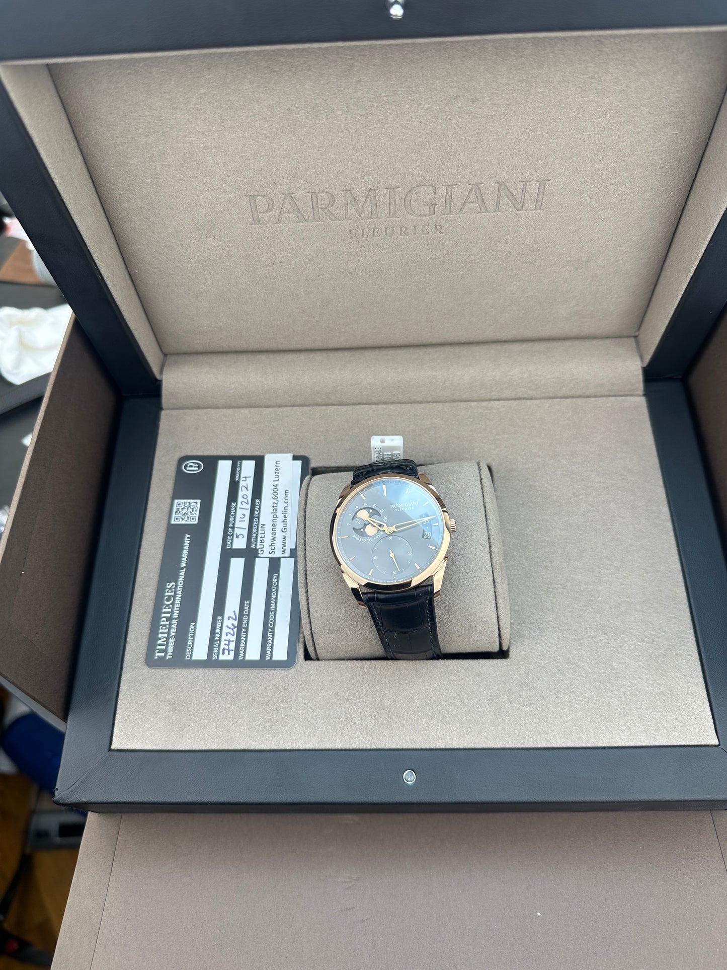 2024 Parmigiani Fleurier Tonda 1950 Lune PFC284-1000200-HA1441, Rose Gold, Full Kit