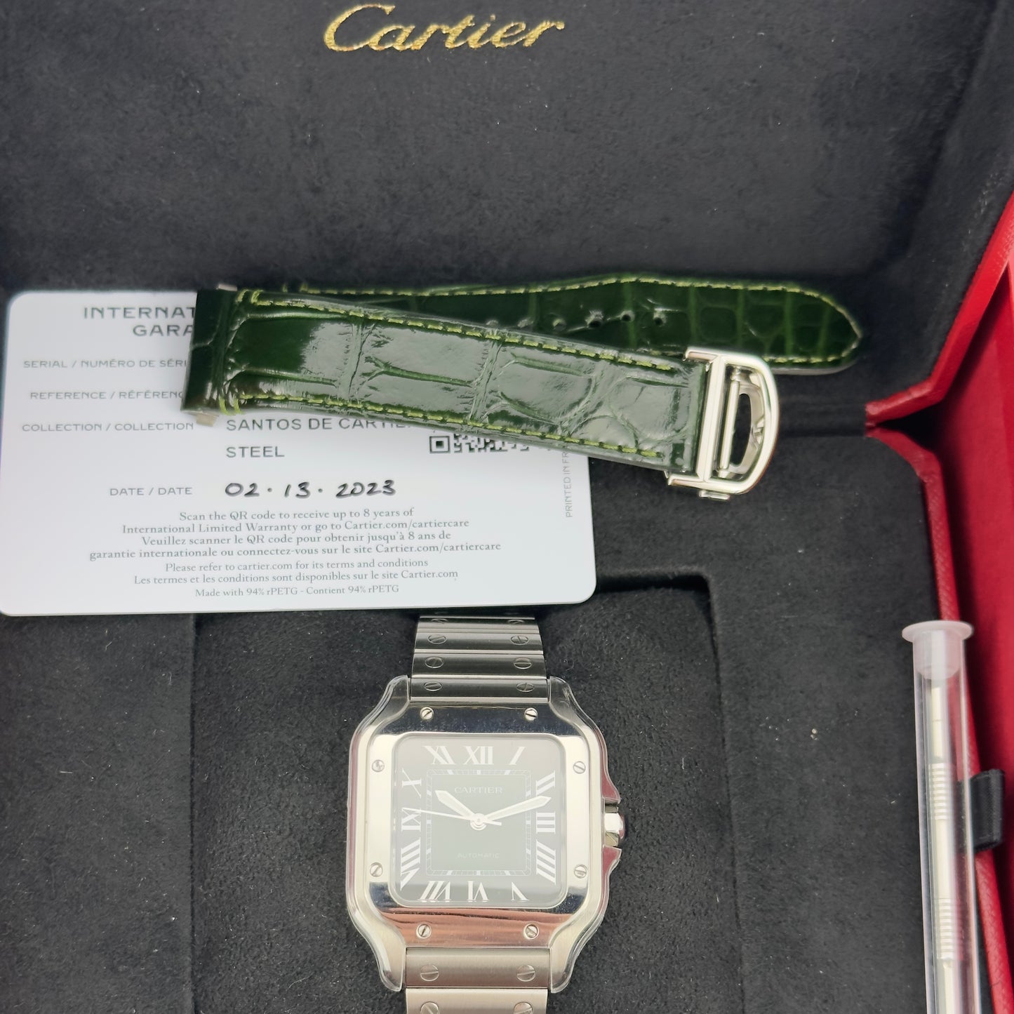 2023 Cartier Santos Medium Green | WSSA0061 | Full Set