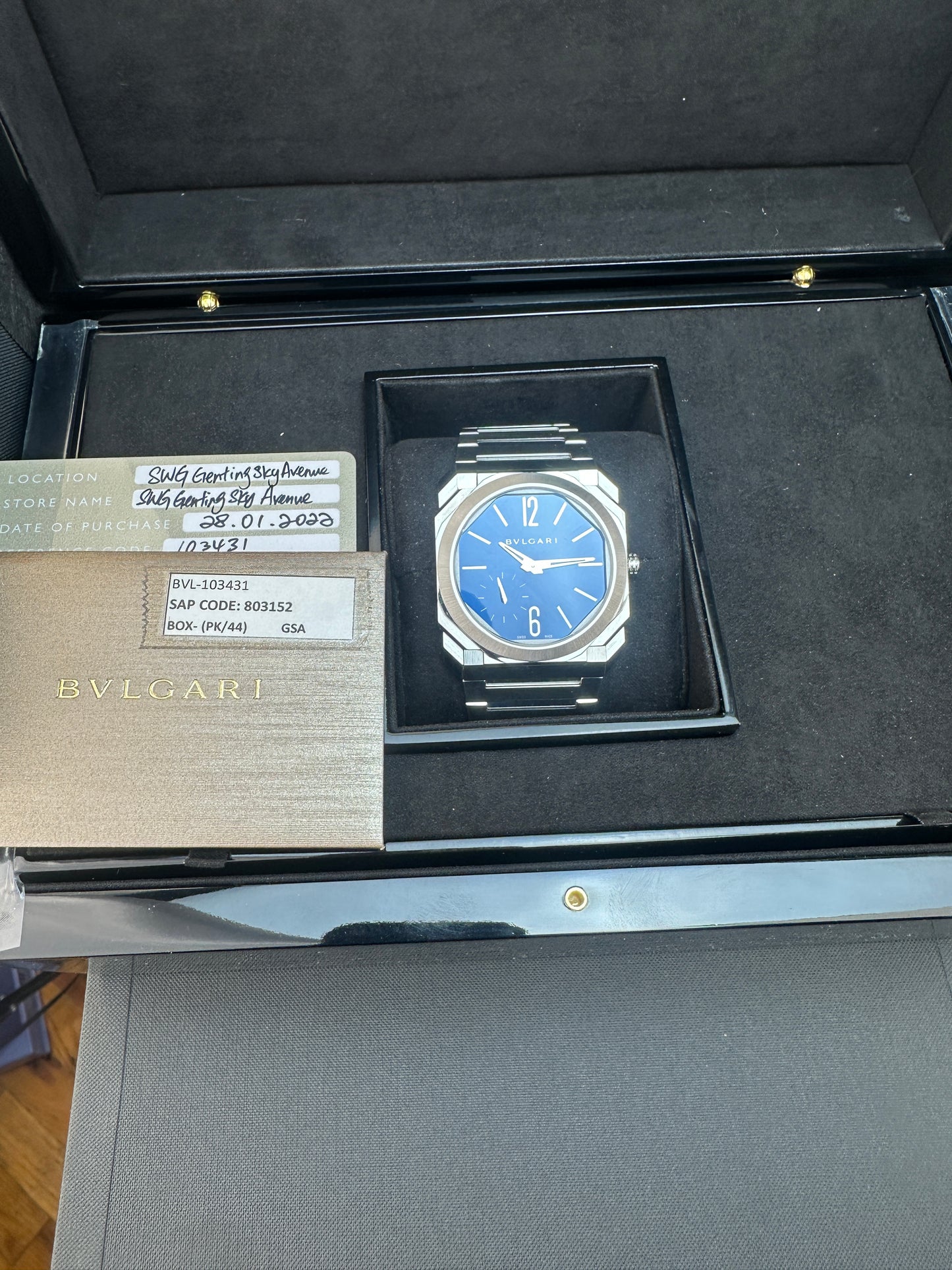 2022 Bulgari Octo Finissimo Steel Blue Dial 103431 | Full Set