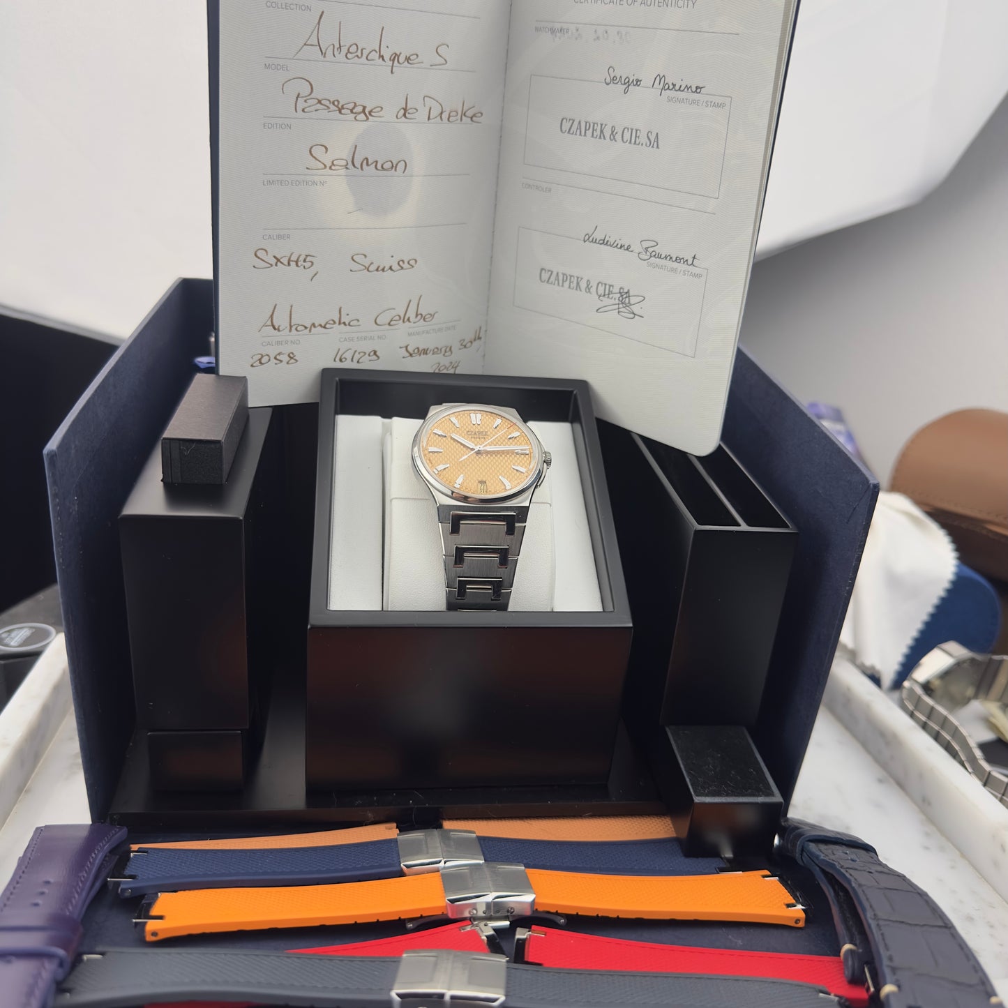 2024 Czapek Antarctique Passage de Drake 38.5 Salmon | Full Set + Straps