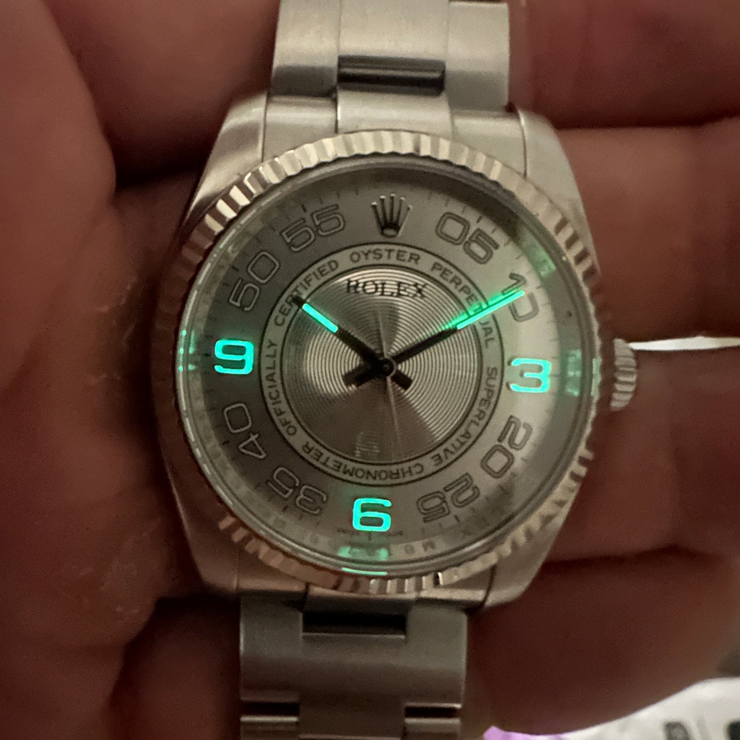 2009 Rolex Oyster Perpetual Silver Concentric Dial | 116034 | With Card