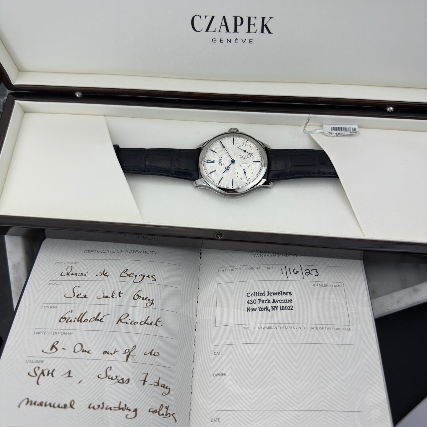 2023 Czapek Quai des Bergues Sea Salt Grey Guilloche Ricochet | One of 10 | Full Set