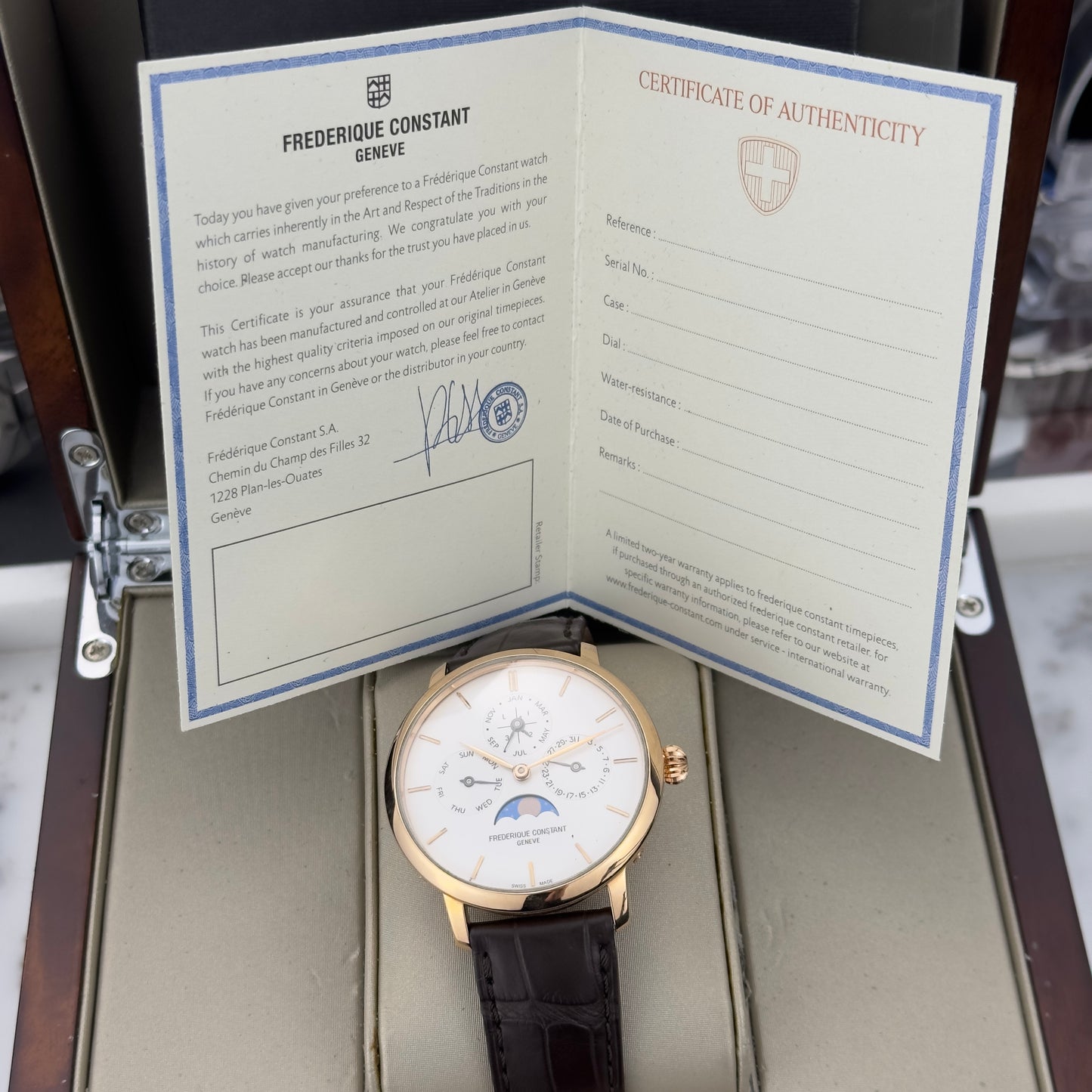 Frederique Constant Slimline Perpetual Calendar Rose Gold | FC-775X4S9 | Full Set