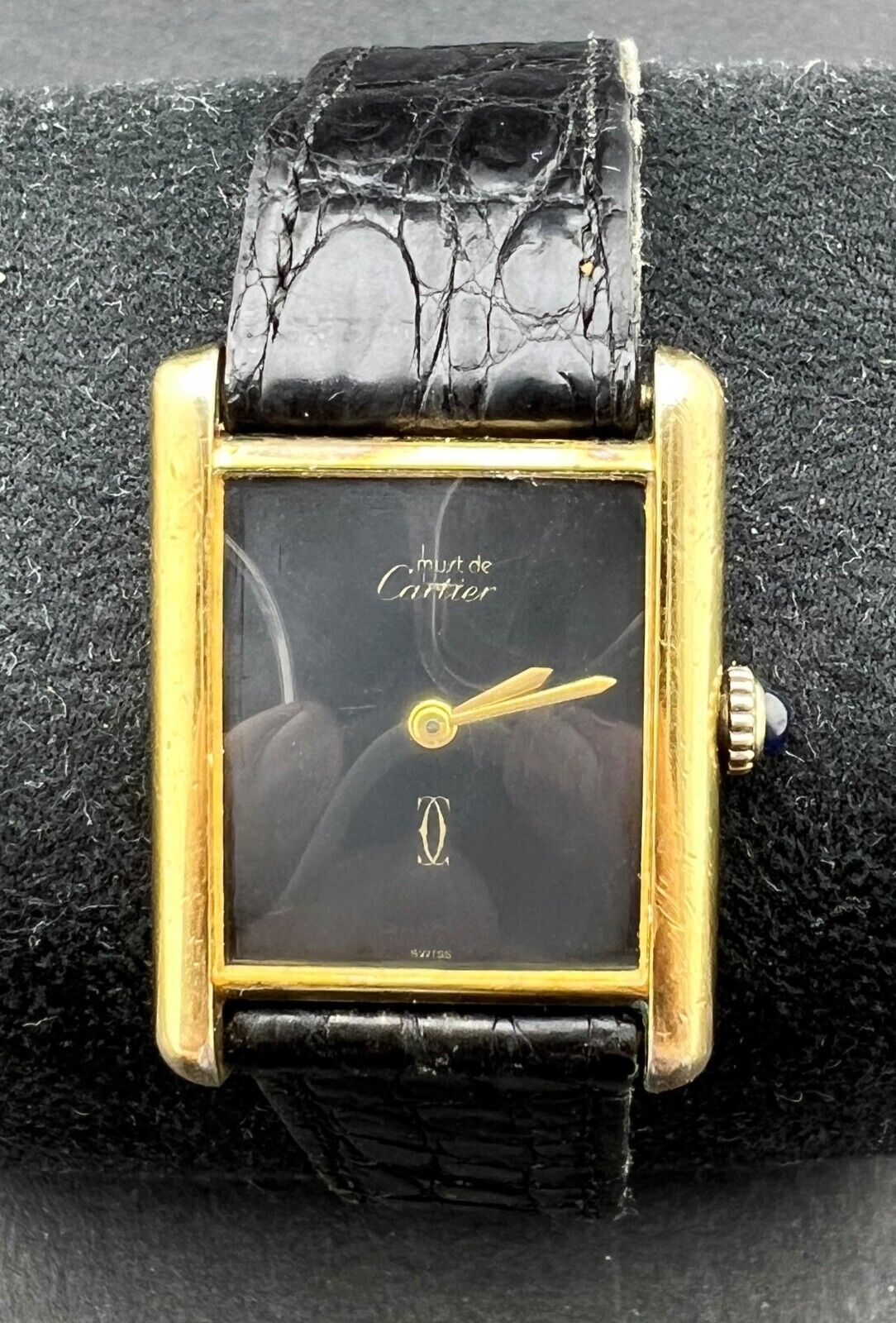 Vintage Cartier Tank Must, gold plated silver, manual wind, original strap