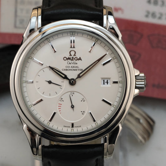 2013 Omega Deville Coaxial Power Reserve, 4832.31.32 with papers, tag, extra straps