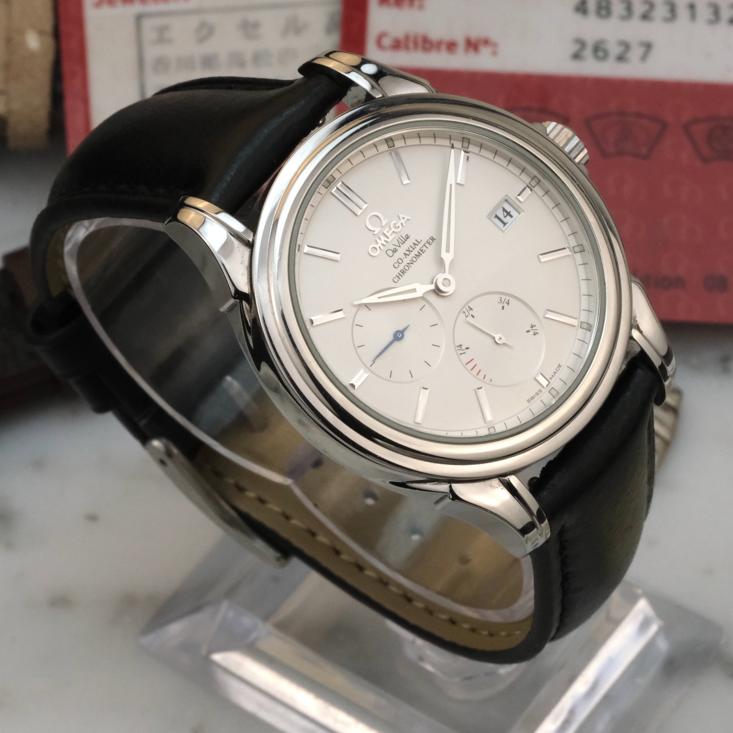 2013 Omega Deville Coaxial Power Reserve, 4832.31.32 with papers, tag, extra straps