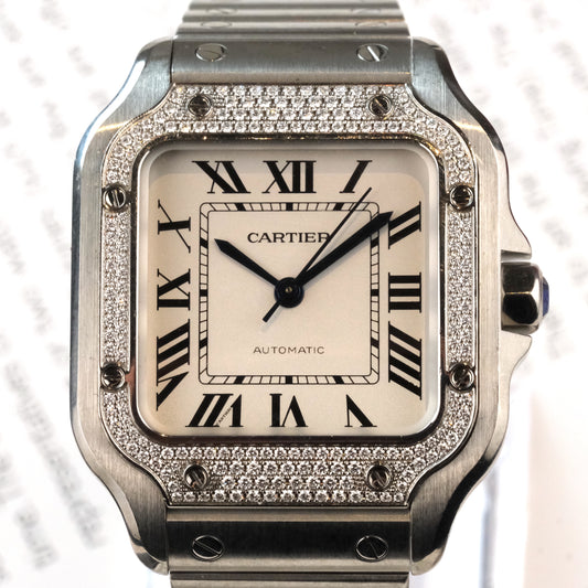 2022 Cartier Santos Diamond Bezel Medium W4SA0009