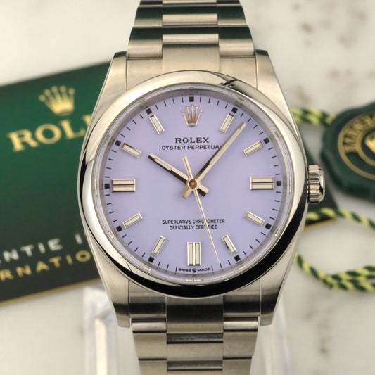 2025 Rolex Oyster Perpetual 36 Lavender | 126000 | Full Set