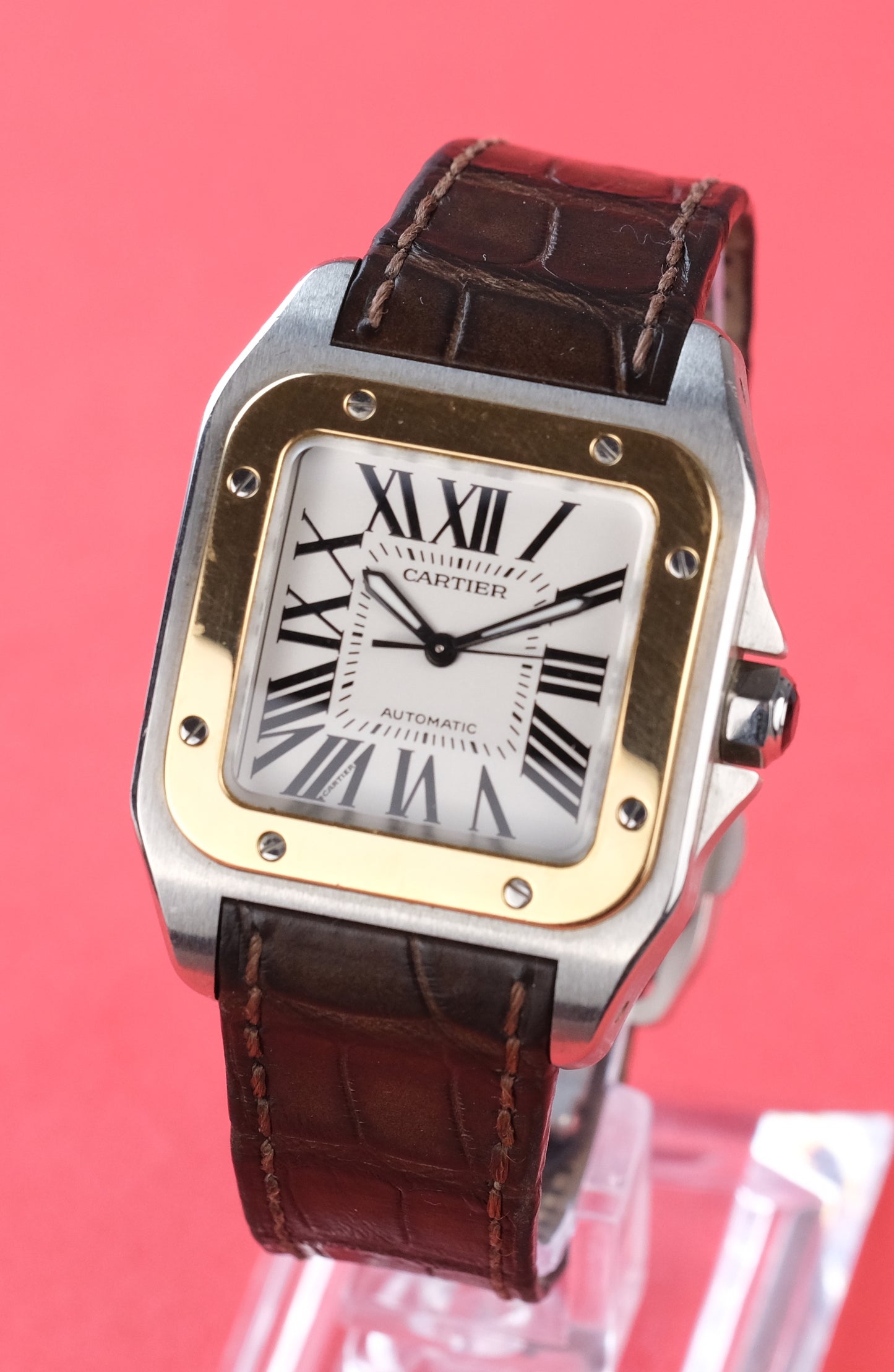 Cartier Santos 100 Rose Gold/Steel W20107X7 with box and manual