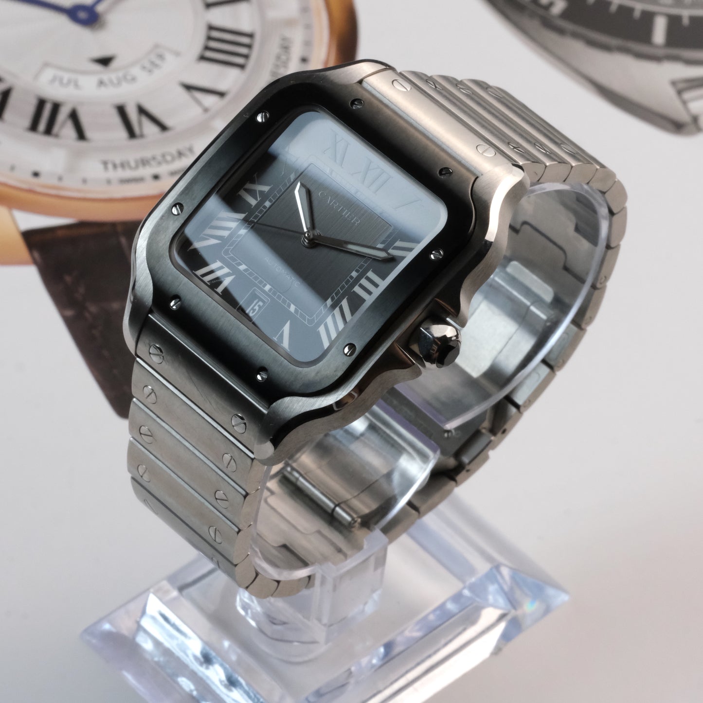 2022 Cartier Santos de Cartier, black dial with ADLC WSSA0037 full kit