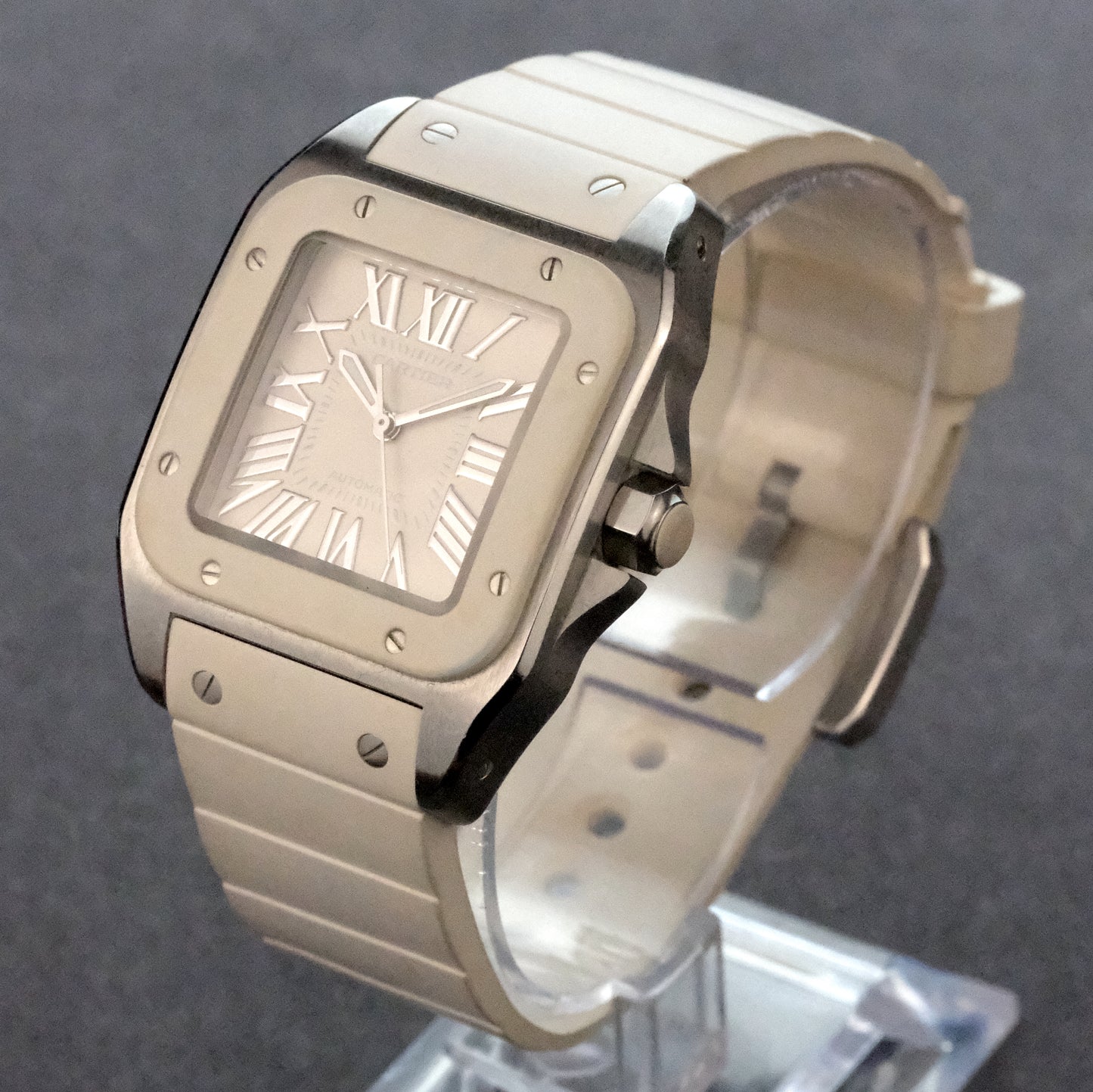 Cartier Santos 100 White Rubber 33m W20122U2