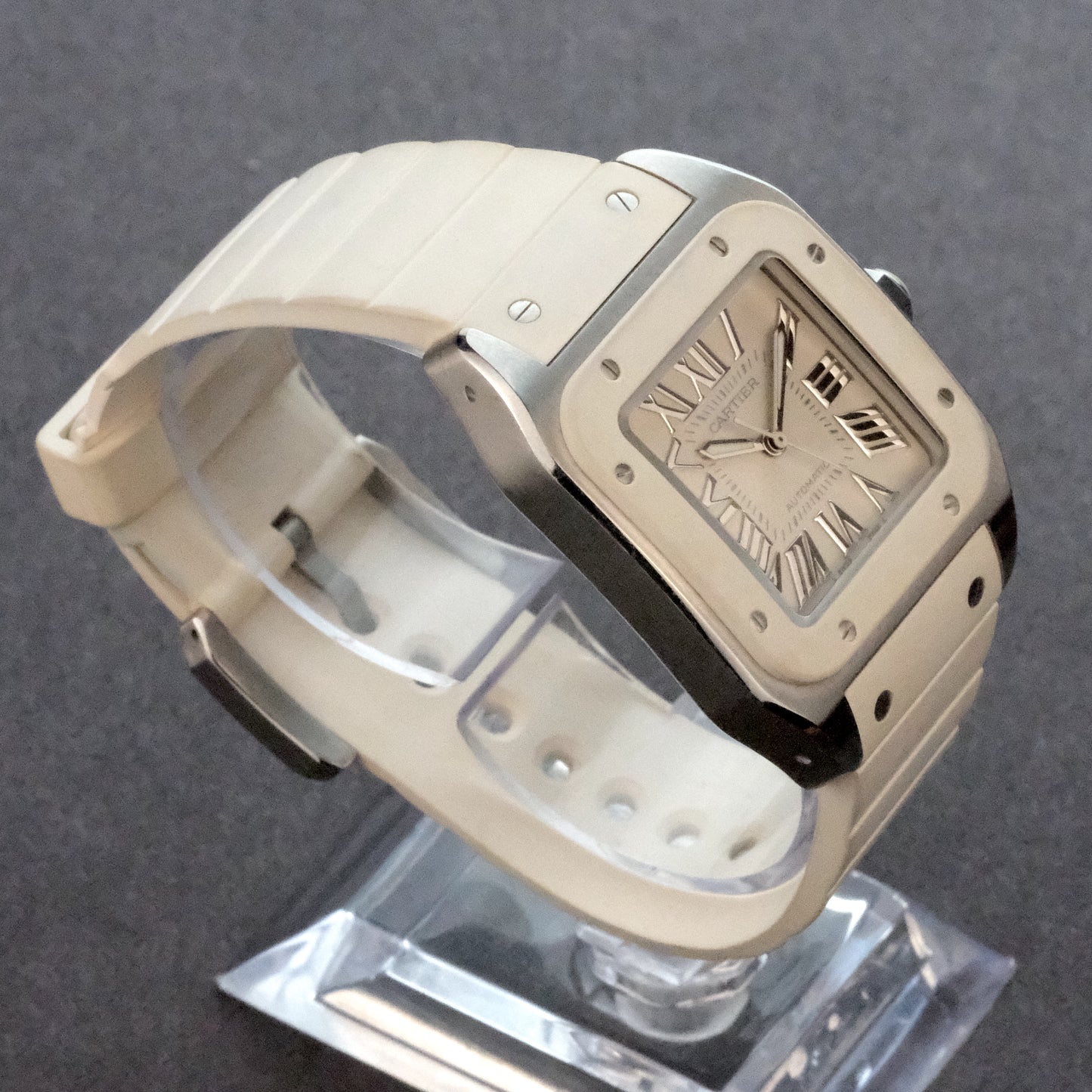 Cartier Santos 100 White Rubber 33m W20122U2