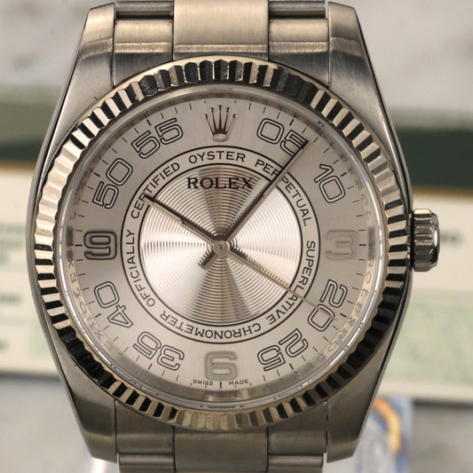 2009 Rolex Oyster Perpetual Silver Concentric Dial | 116034 | With Card