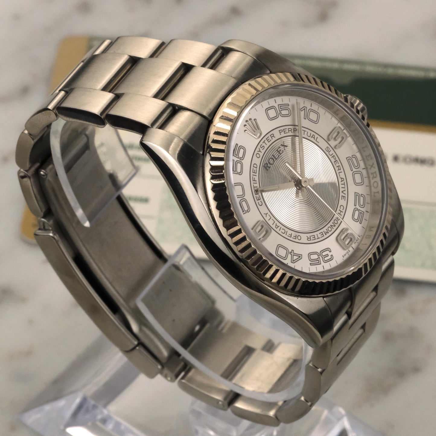 2009 Rolex Oyster Perpetual Silver Concentric Dial | 116034 | With Card