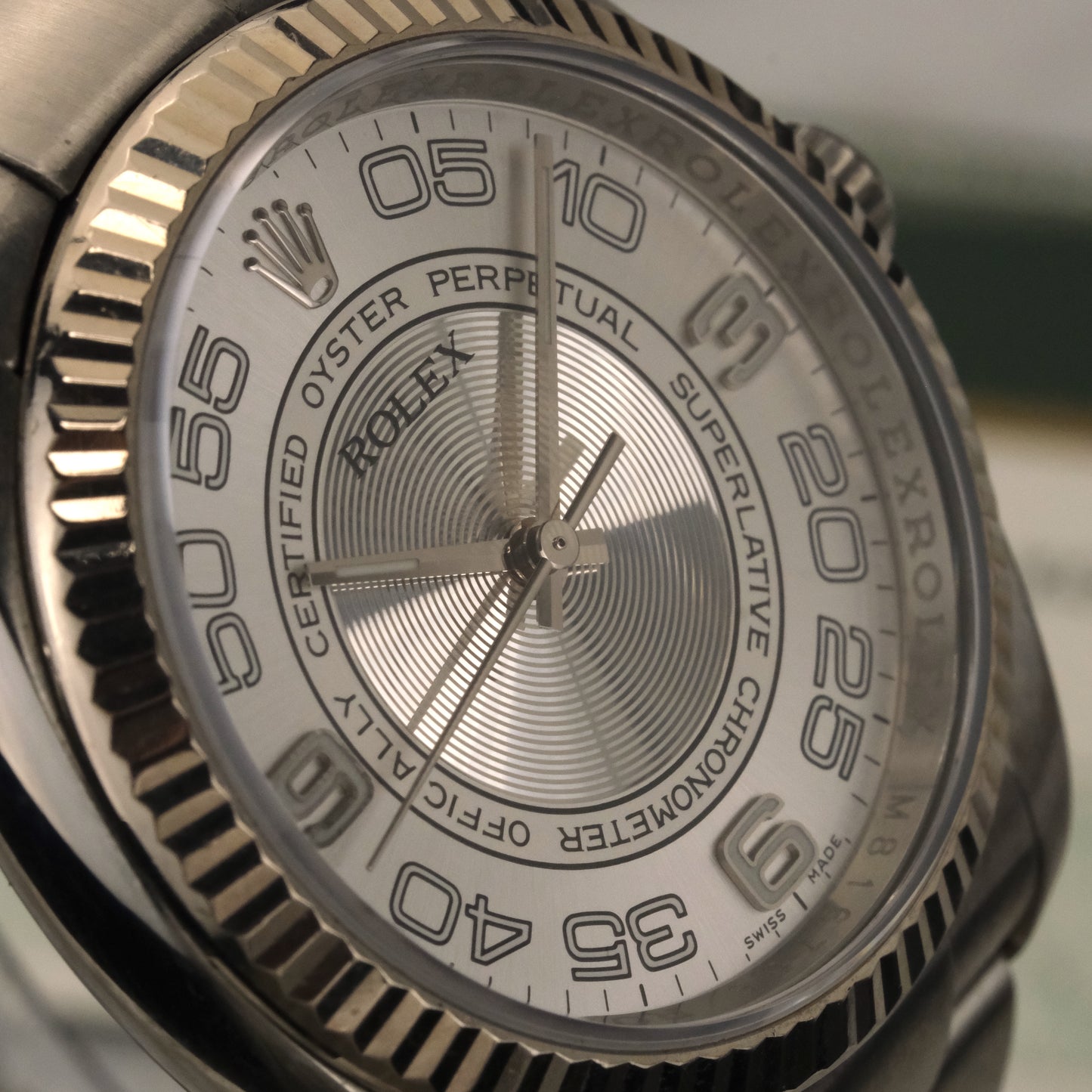 2009 Rolex Oyster Perpetual Silver Concentric Dial | 116034 | With Card