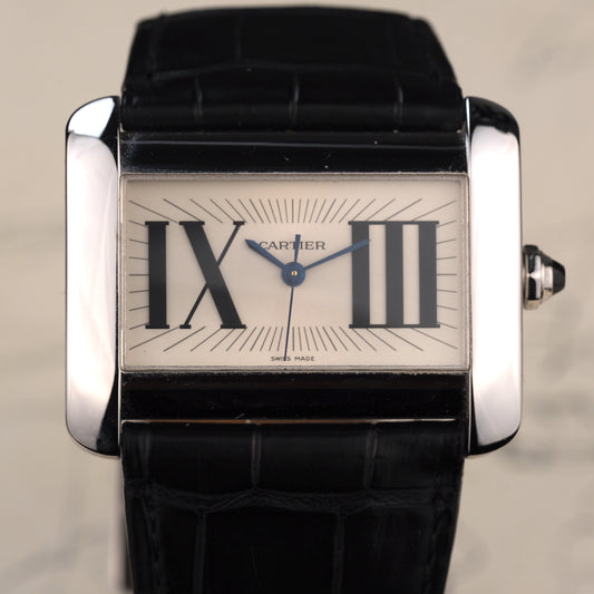 Very rare 2003 Cartier Large Divan Automatic, 18k White Gold, special edition dial