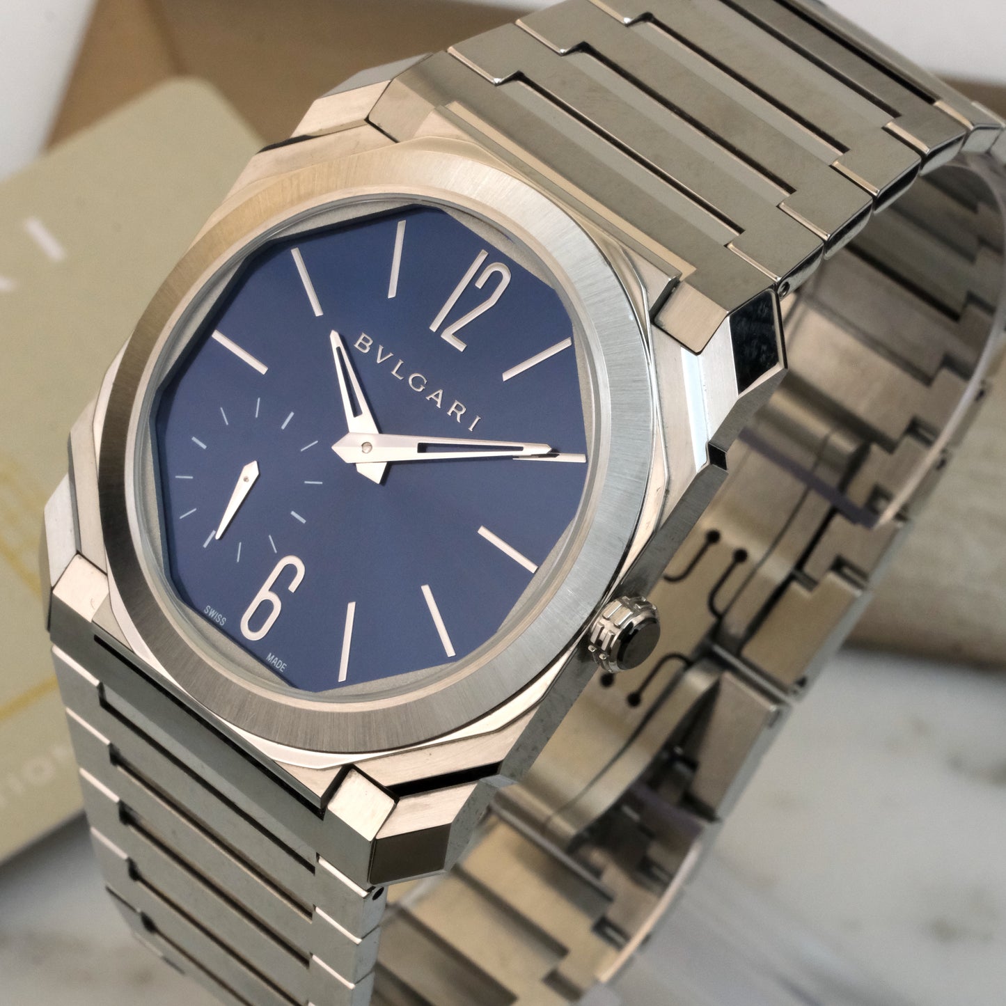 2022 Bulgari Octo Finissimo Steel Blue Dial 103431 | Full Set