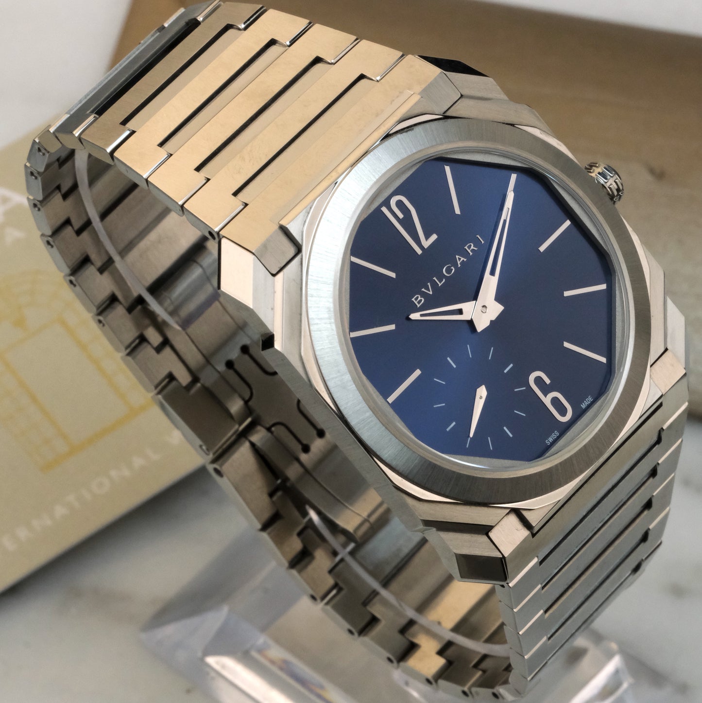 2022 Bulgari Octo Finissimo Steel Blue Dial 103431 | Full Set