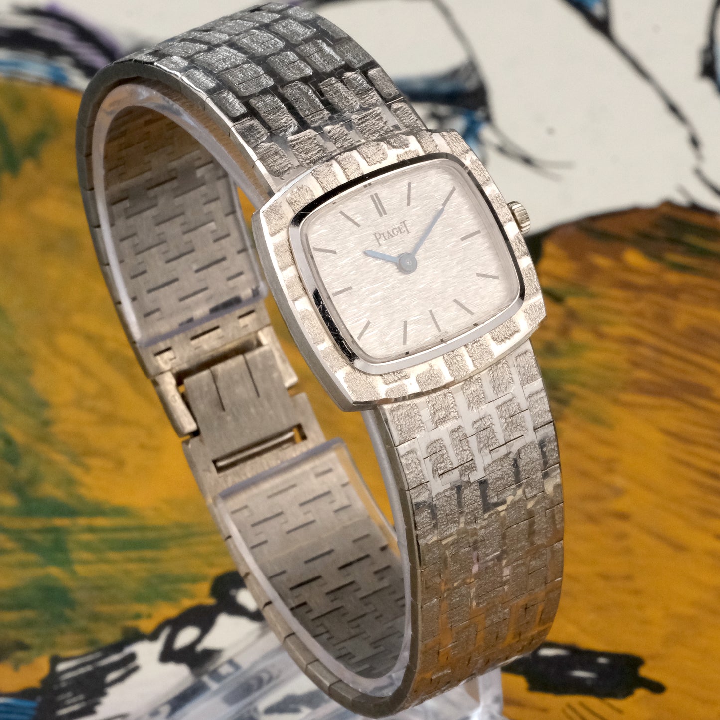 Piaget 1960's Manual Wind Brick Bracelet Watch 18K White Gold 9561A