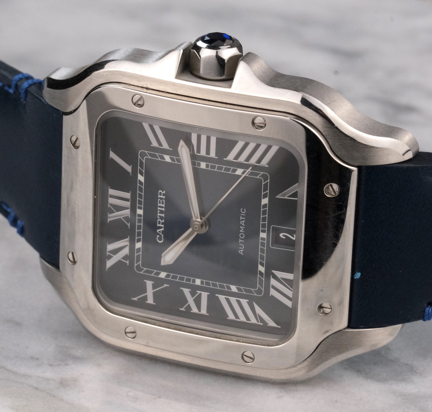 2021 Cartier Santos de Cartier Large Blue Dial (WSSA0030), full kit