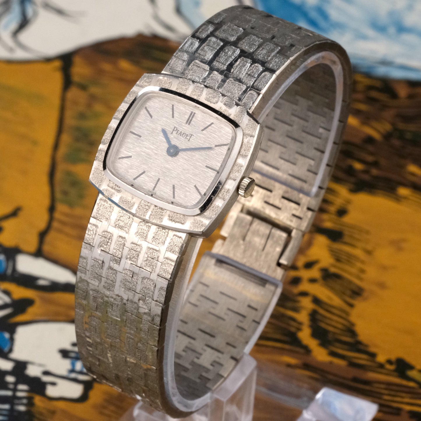Piaget 1960's Manual Wind Brick Bracelet Watch 18K White Gold 9561A