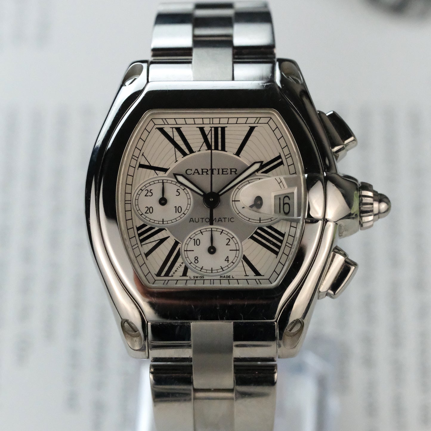 2008 Cartier Roadster XL Chronograph, W62020X6, with papers