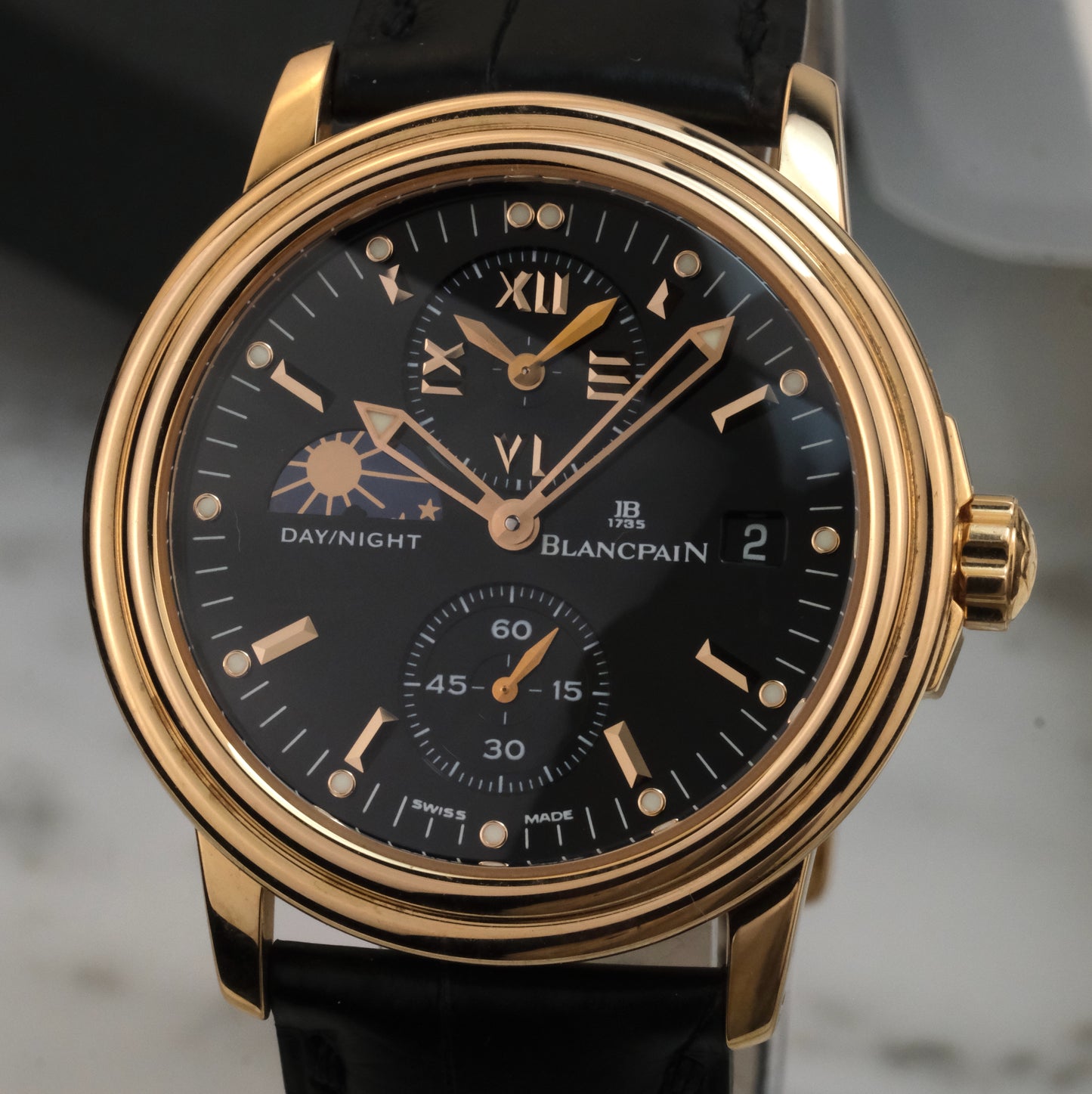 Blancpain Leman Dual Time Rose Gold 2160-3630-53B | Extra strap and manual