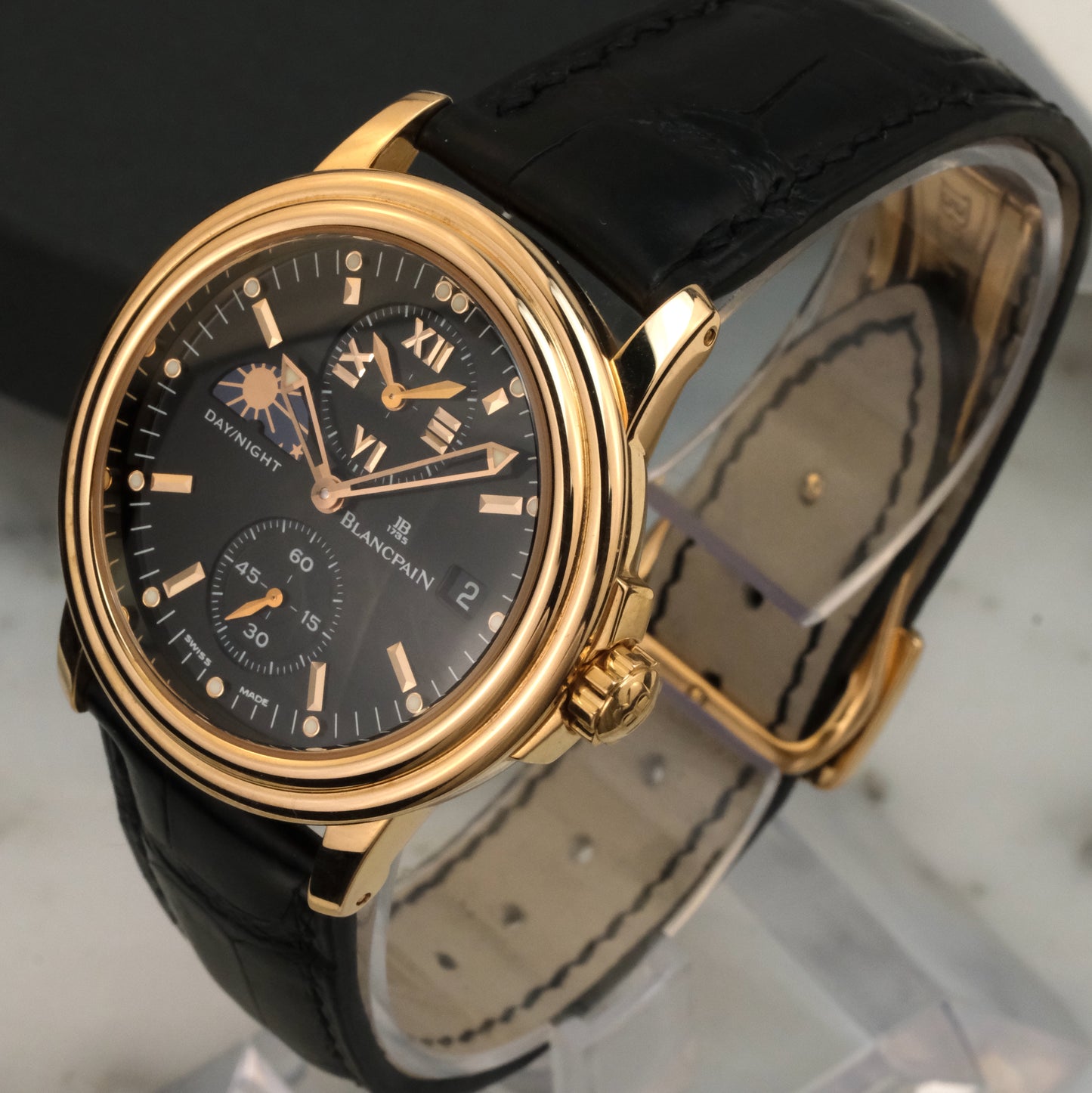 Blancpain Leman Dual Time Rose Gold 2160-3630-53B | Extra strap and manual