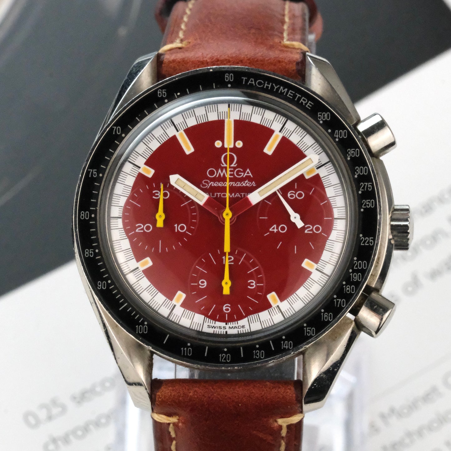 1996 Omega Speedmaster Reduced Michael Schumacher 381061 with card