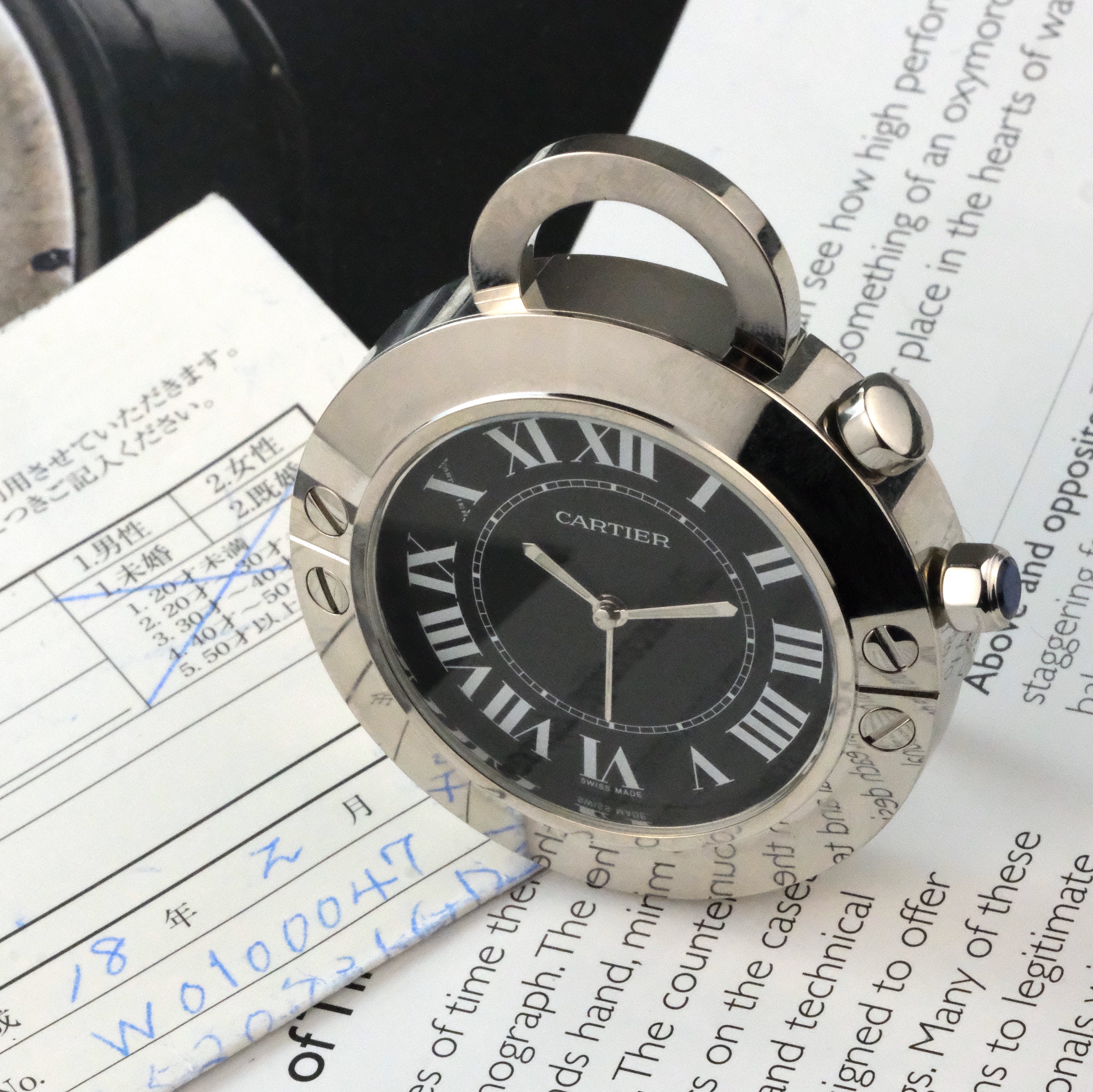 COCOA　Cartier クォーツ時計 シルバー/ブラック Cartier Must 21 Chronoscaph , Stainless Steel, Black dial, Black