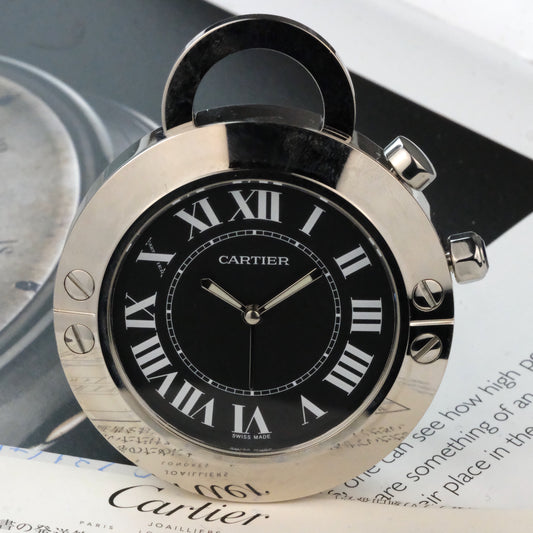 Cartier 2754 Alarm Desk Clock with Papers