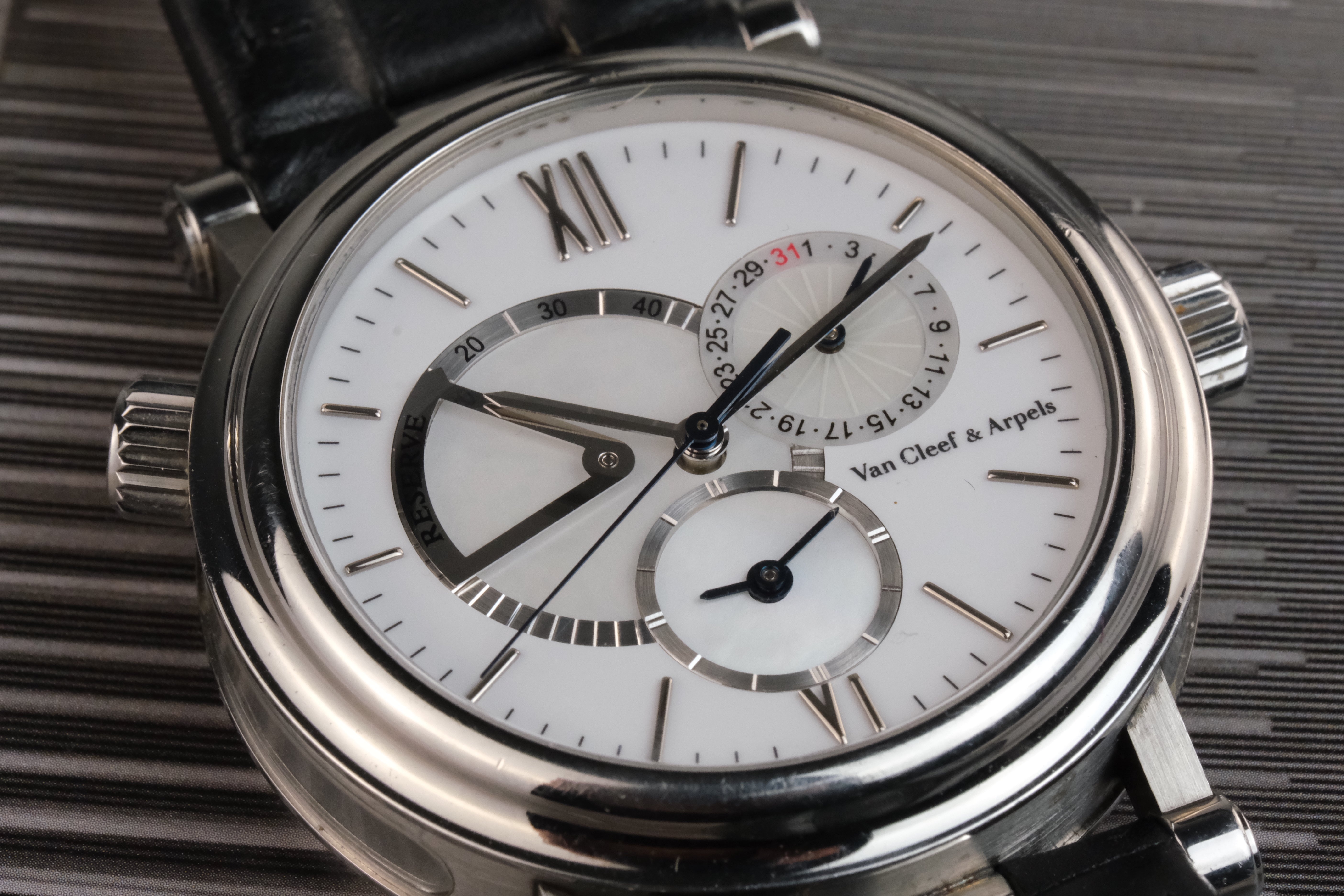 【稼働/新品電池】Van Cleef&Arpels No. 22 コンビ Van Cleef & Arpels Monsieur Arpels Dual Time Generations Calendar