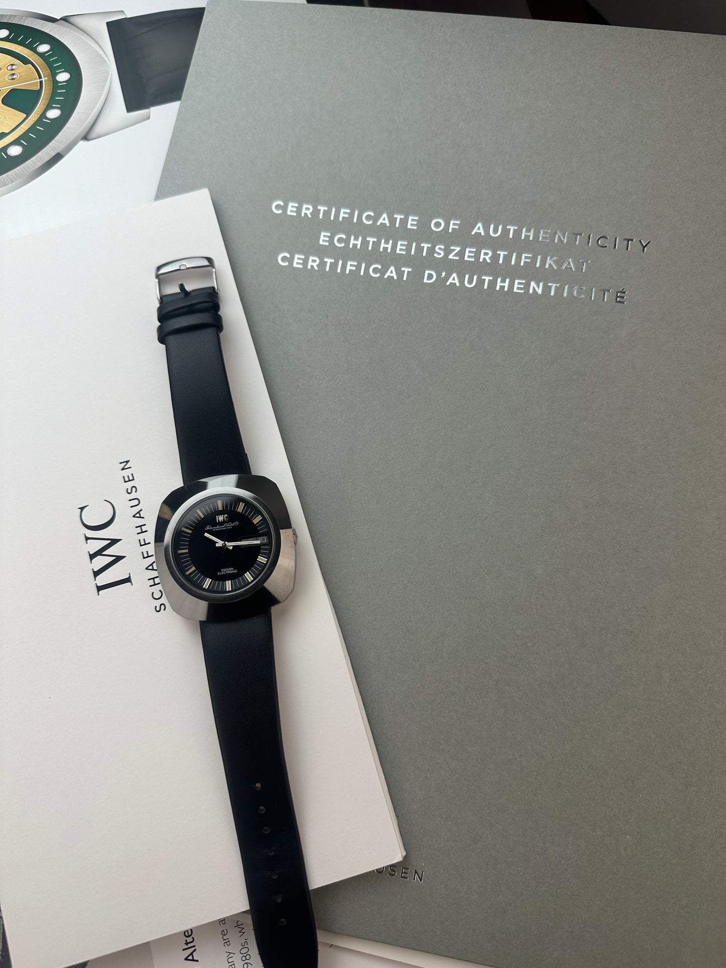 1974 IWC Edison Tuning Fork Watch with 2024 service papers and certificate of authenticity