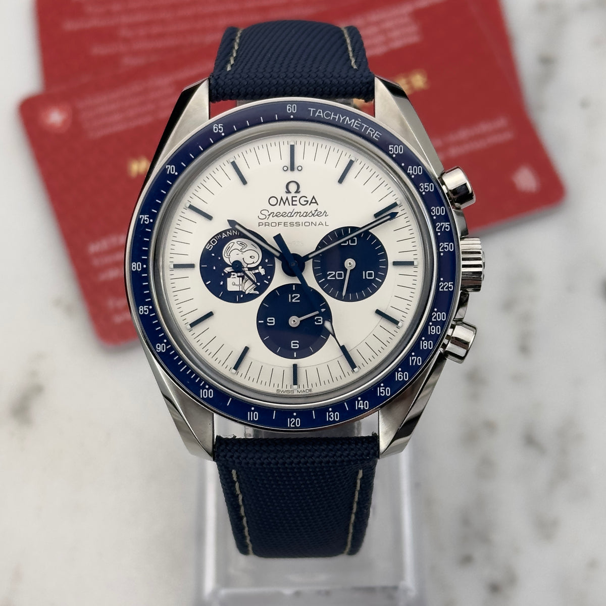 2026 Omega Speedmaster "Silver Snoopy Award" 50th Anniversary | 310.32.42.50.02.001 | Box & Papers