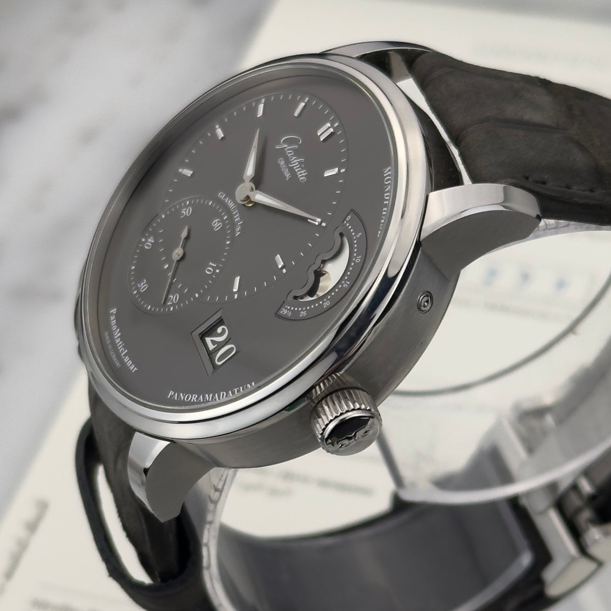 Glashütte Original PanomaticLunar Grey | 1-90-02-43-32-62 | Box & Papers
