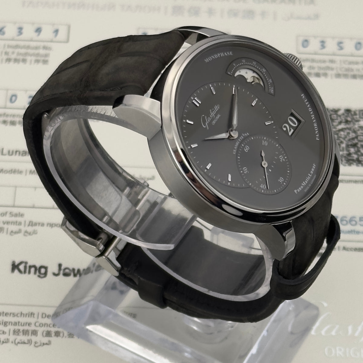 Glashütte Original PanomaticLunar Grey | 1-90-02-43-32-62 | Box & Papers