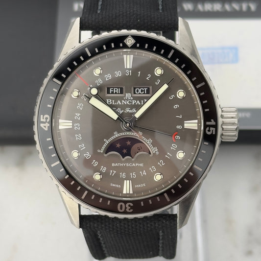2023 Blancpain Fifty Fathoms Bathyscaphe Quantième Complet Phases de Lune | 5054-1110-B52A | Box & Papers