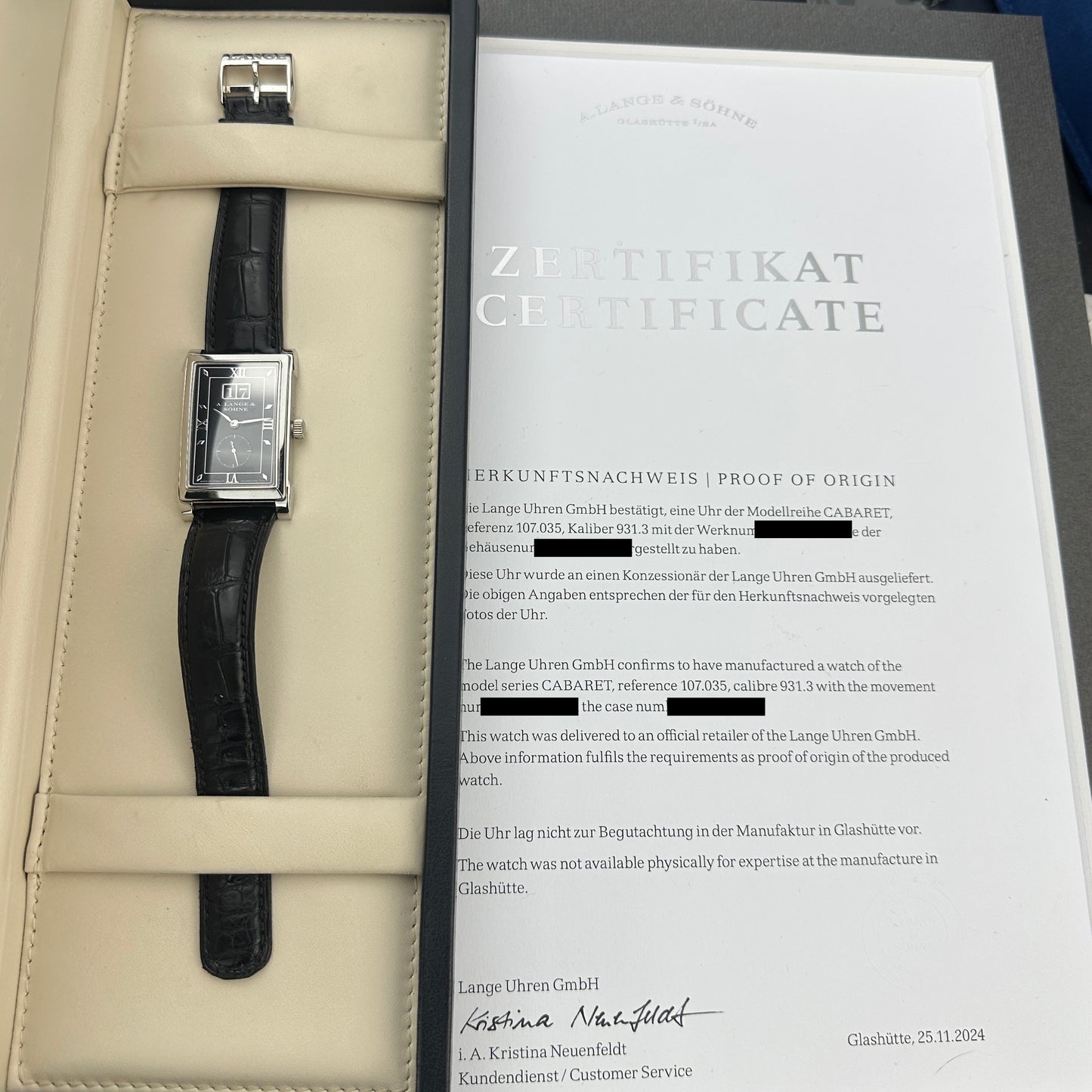 2000's A. Lange & Sohne Cabaret | 107.035 | Box, Certificate, Serviced by ALS