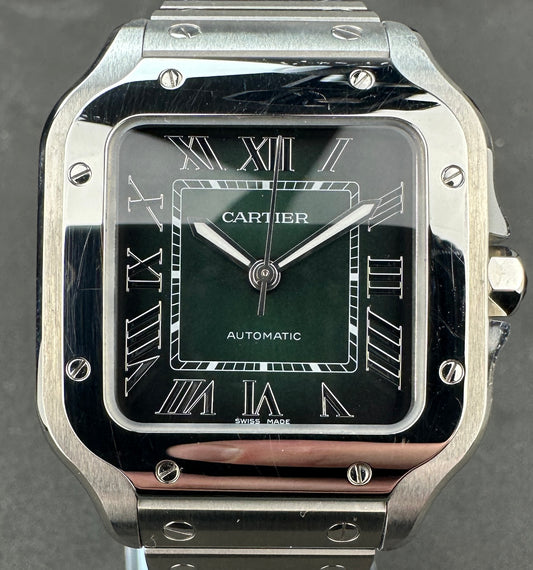 2023 Cartier Santos Medium Green Dial WSSA0061, Full Kit